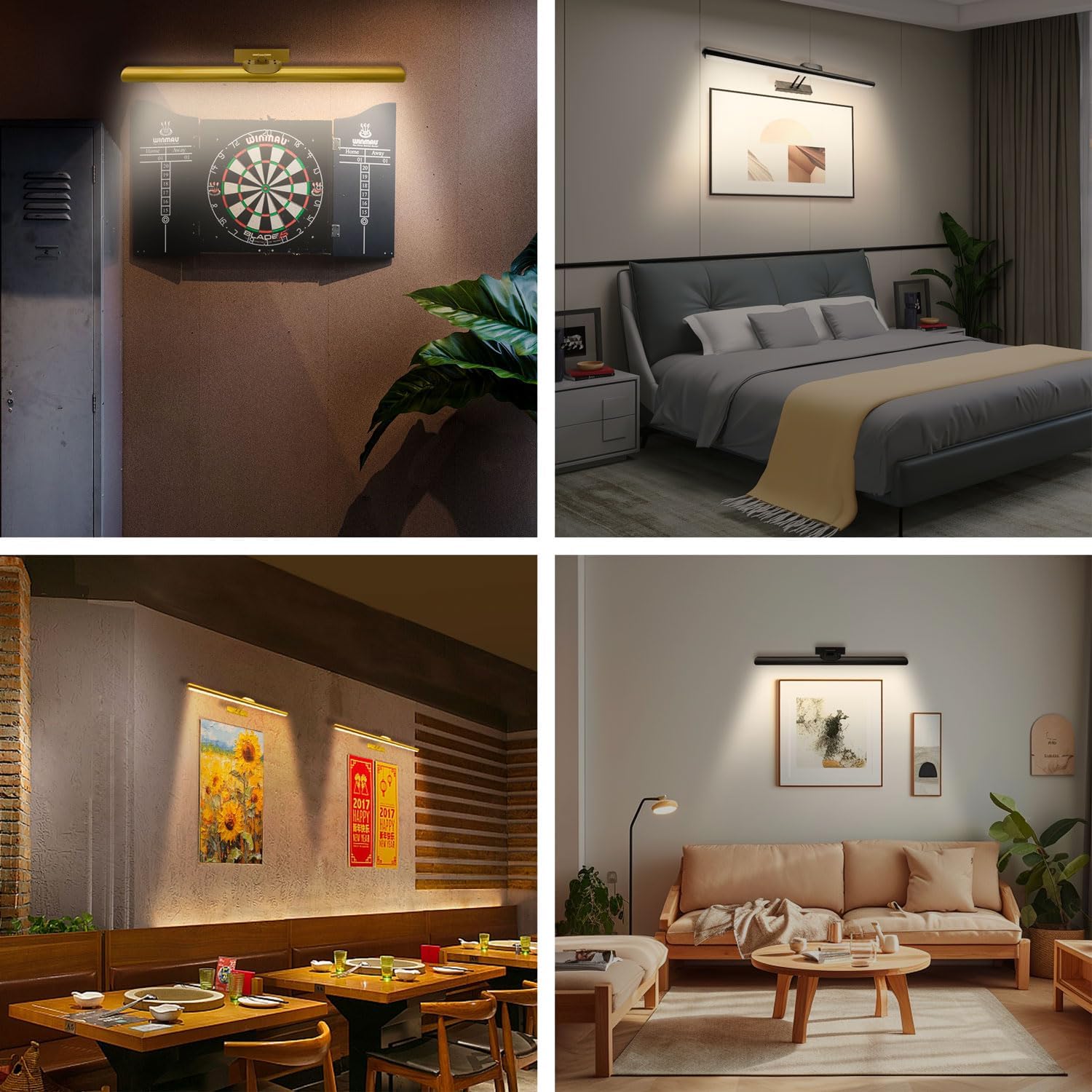 MQOUO 24.4" Wireless Picture Lights, Rechargeable Battery Art Display Light with Remote Control, Dimmable/Timer Off