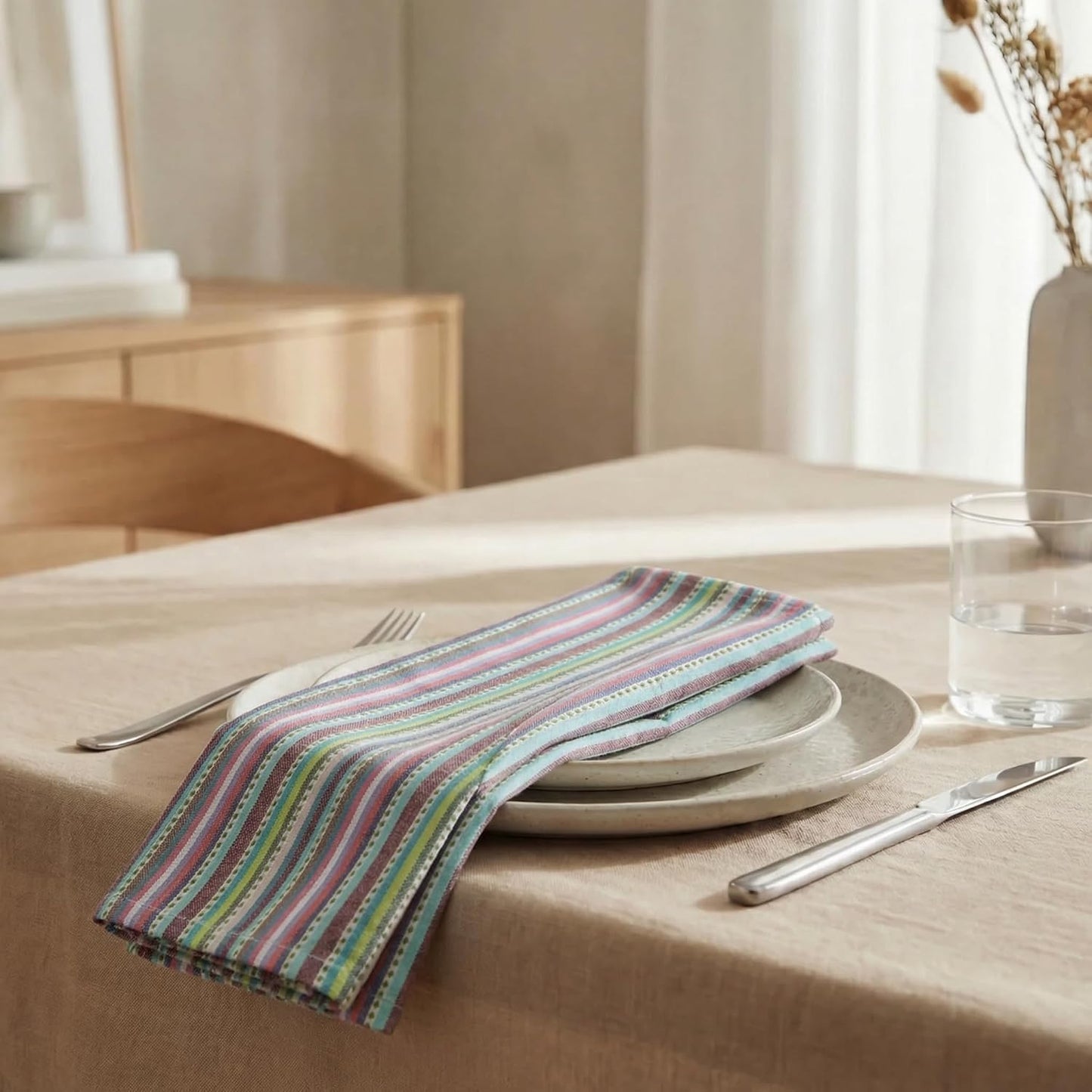 Urban Villa Cloth Napkins Cotton 20x20 (Set of 12) Multi Blue