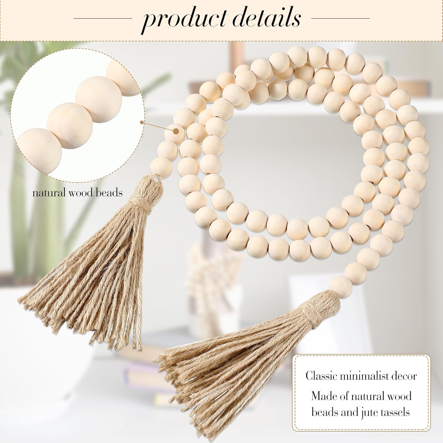 58'' Bead Garland / Wood / Set of 6