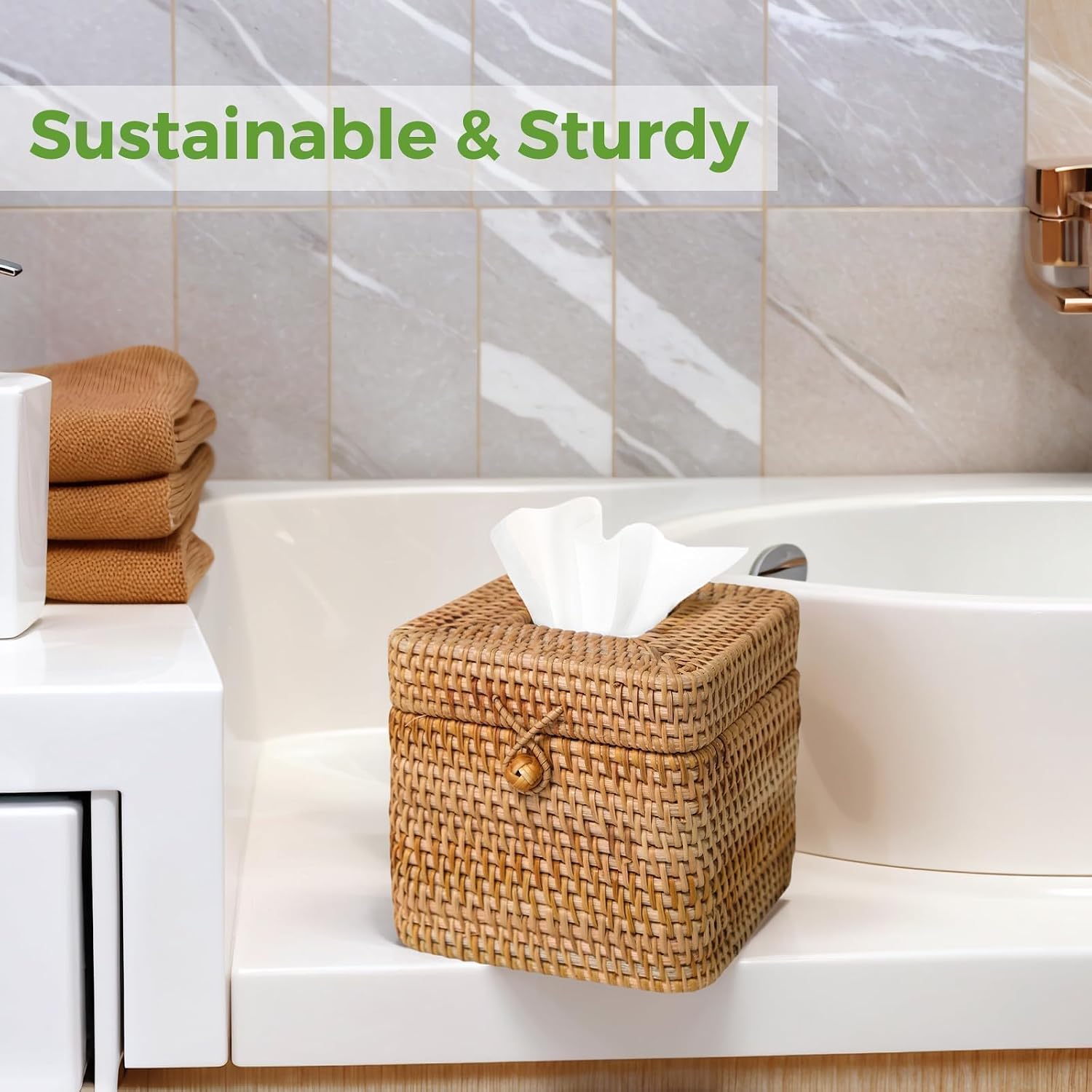 Rattan Tissue Box Cover Square