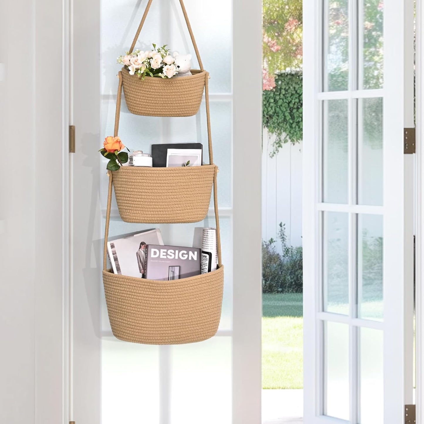 3-Tier Woven Wall Basket / Classic / Jute