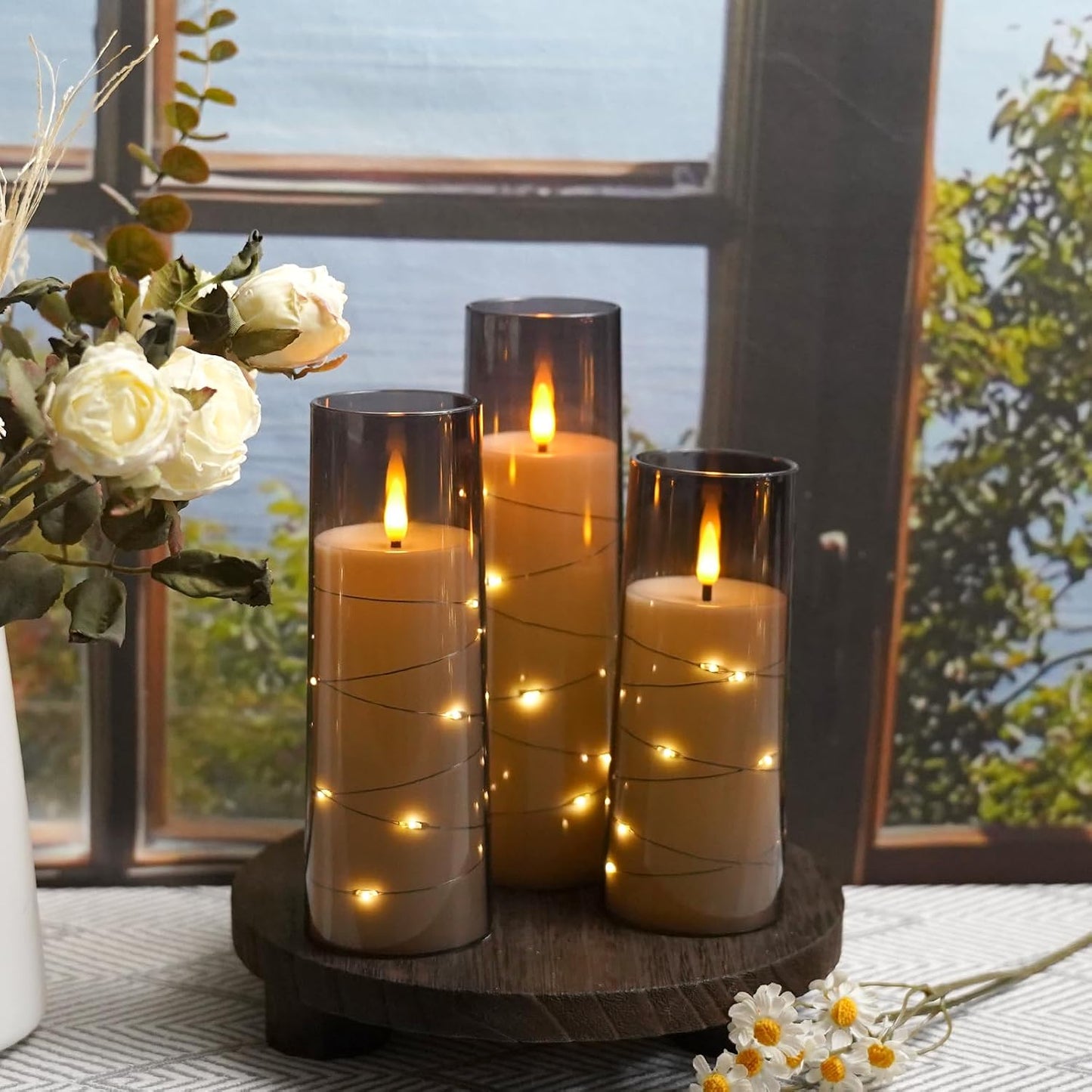 kakoya Flameless LED Candles with Timer 9 Pc Flickering Flameless Candles for Romantic Ambiance and Home Decoration