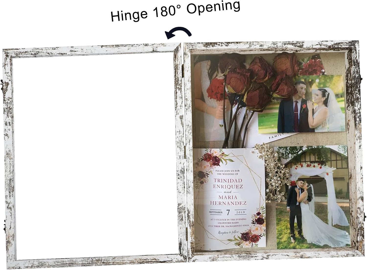 16x20 Wedding Bouquet Shadow Box Display Case,White | Large Shadow Box Display Case with Glass Window,Metal Lock