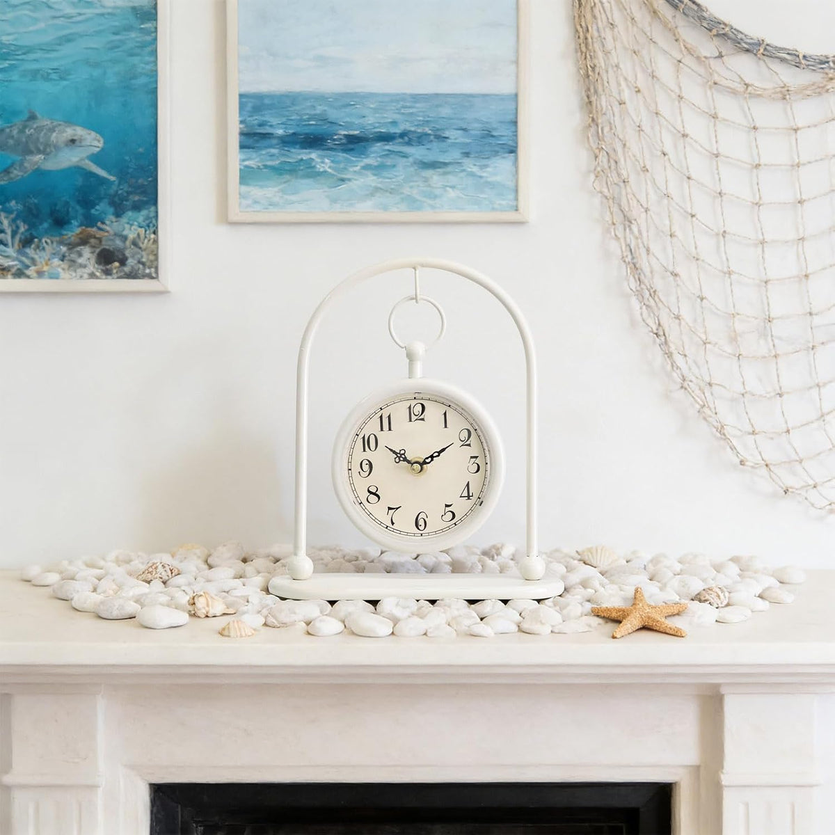 Vintage Small Table Clock, Farmhouse Table Clock, Silent Non-Ticking Battery Operated Desk and Shelf Clocks for Living