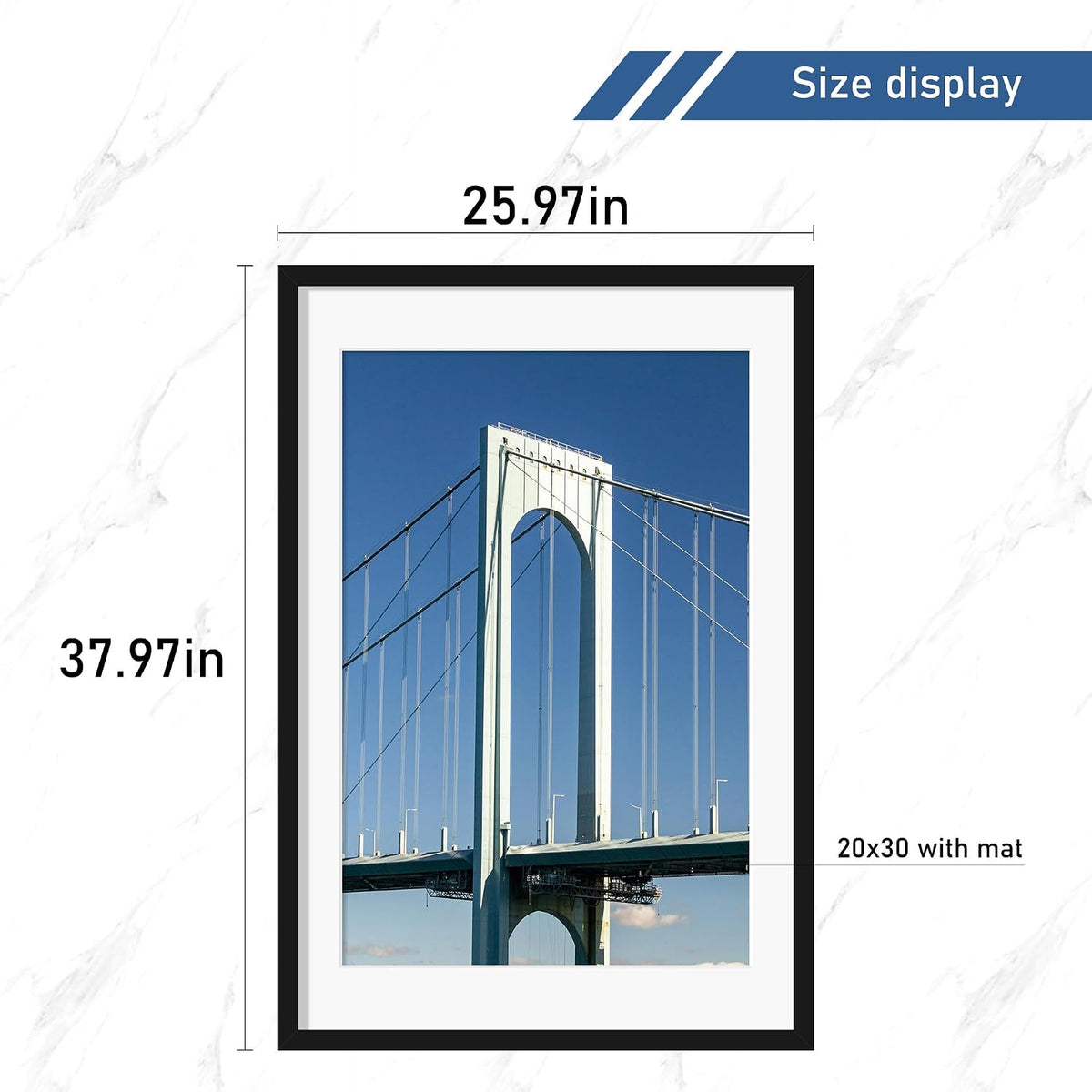 Wiscet 24x36 Poster Frame Set of 4, for Wall Mounting, Black | Display Picture 20x30 with Mat or 24 x 36 without Mat