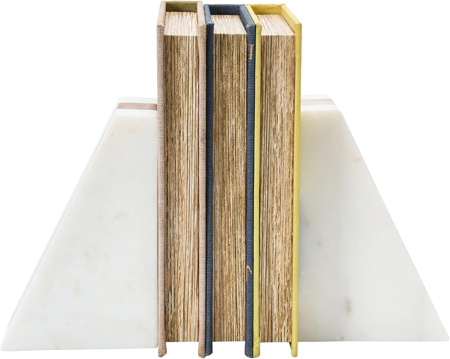 Marble Geometric Bookends / White