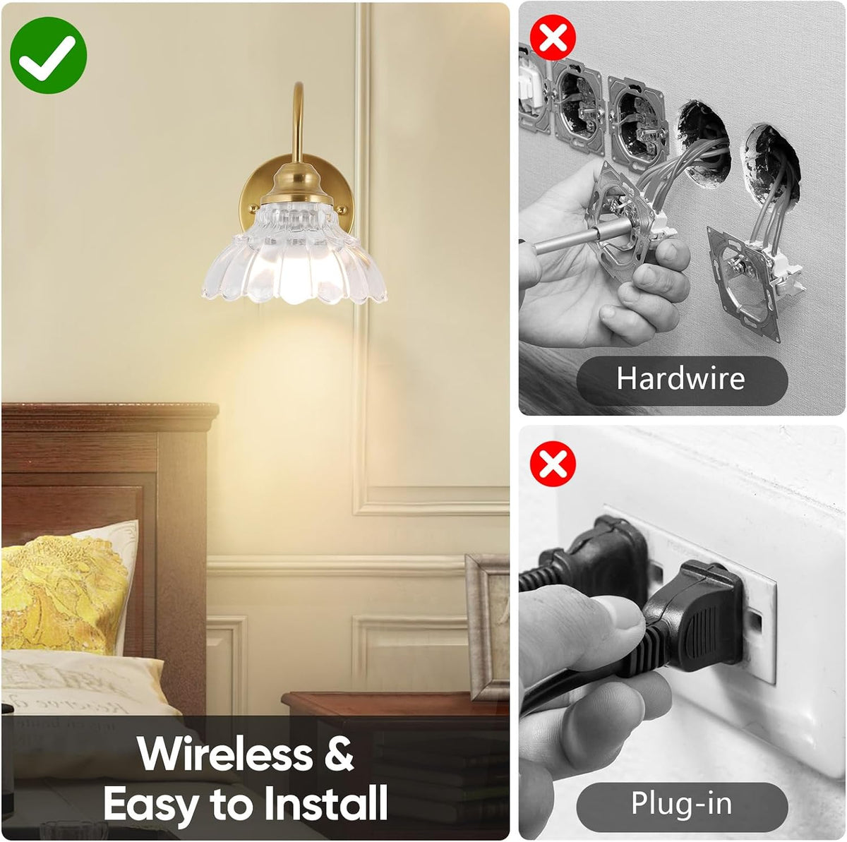 Vintage Battery Operated Wall Sconce,Wireless Wall Sconces Set of 2 with Remote,Rechargeable Wall Sconces Set of