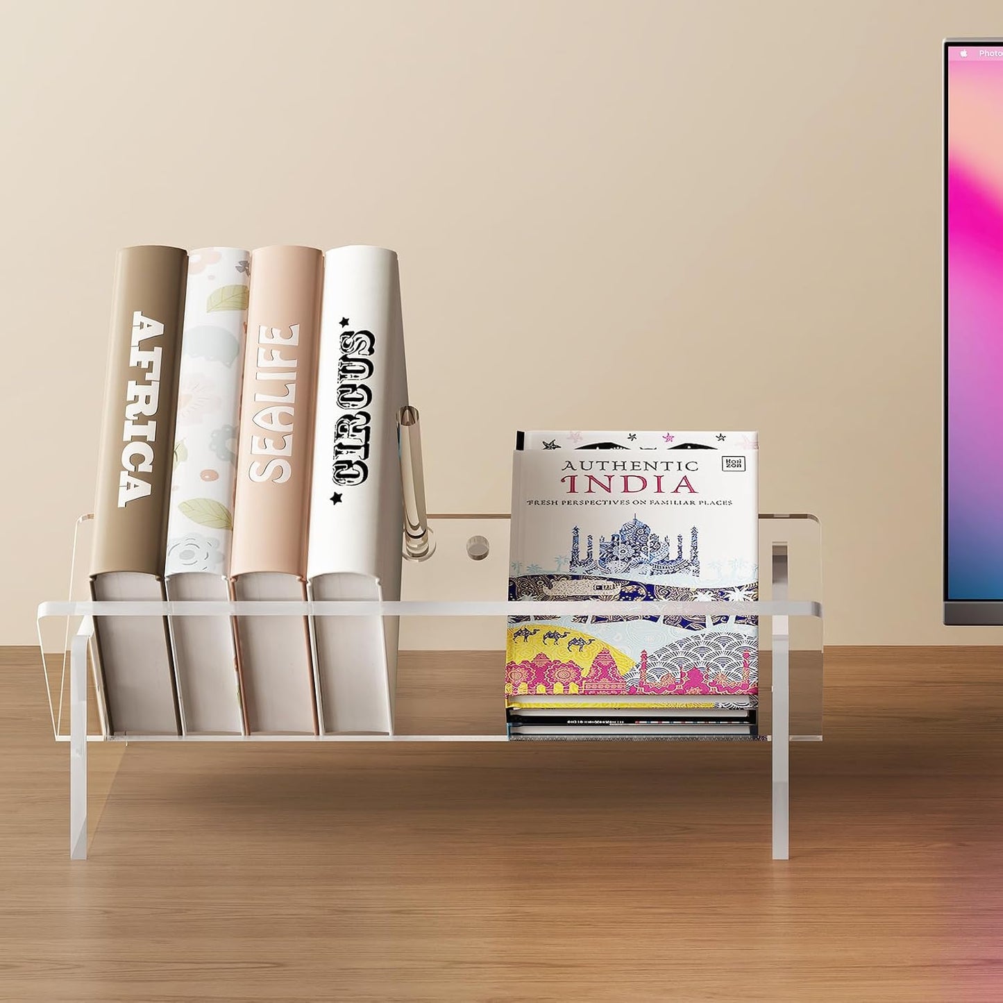Slanted Transparent Mini Book Storage / Acrylic Bookshelf / Clear
