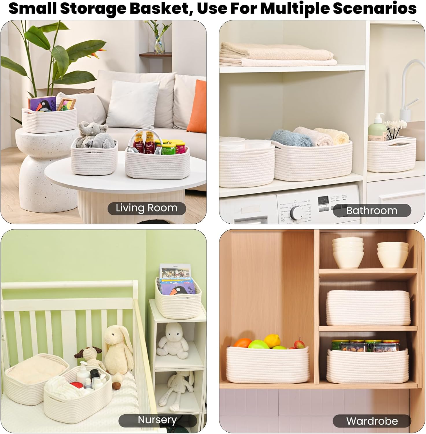 Organizing Baskets / Small Basket for Gifts Empty / 13 x 8.5 x 5.1 / Off White