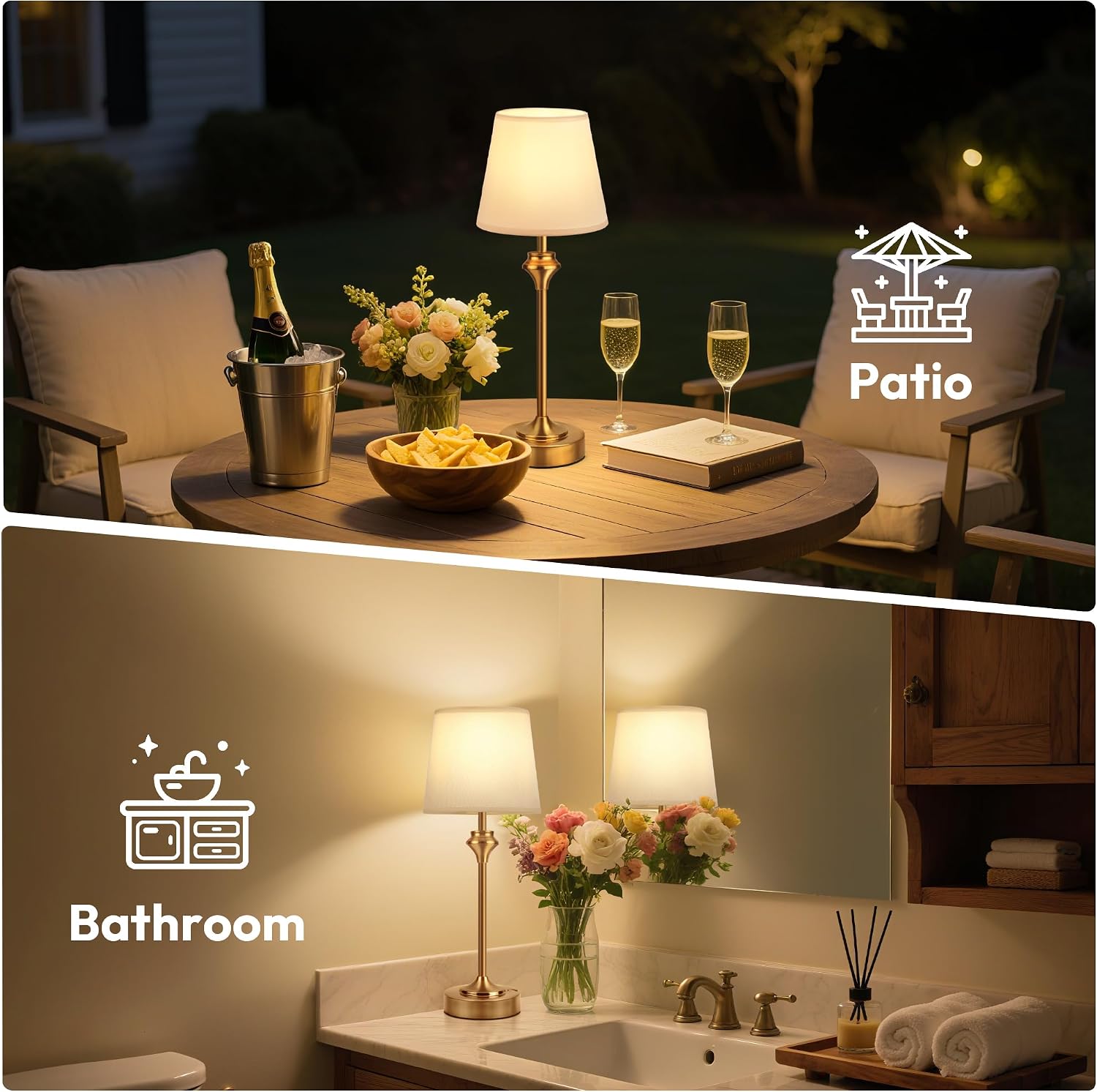 Portables Cordless Table Lamp,Battery Operated Lamp,5200mAh Bedside Table Lamp with Warm White,3 Way Dimmable Touch