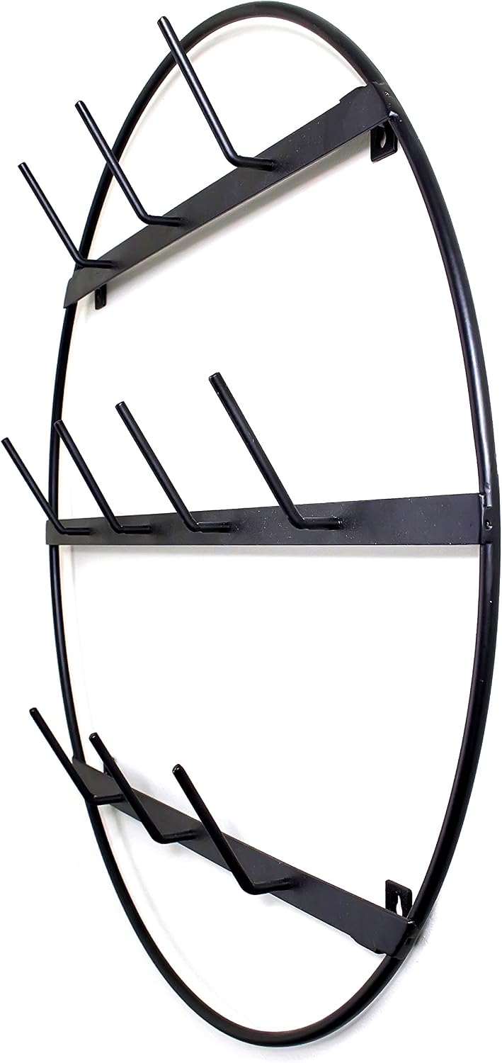 Mug Rack with Sturdy Steel Frame, Matte Black Finish, Removable Rubber Caps, Wall Mounted (Round 24" x 24")