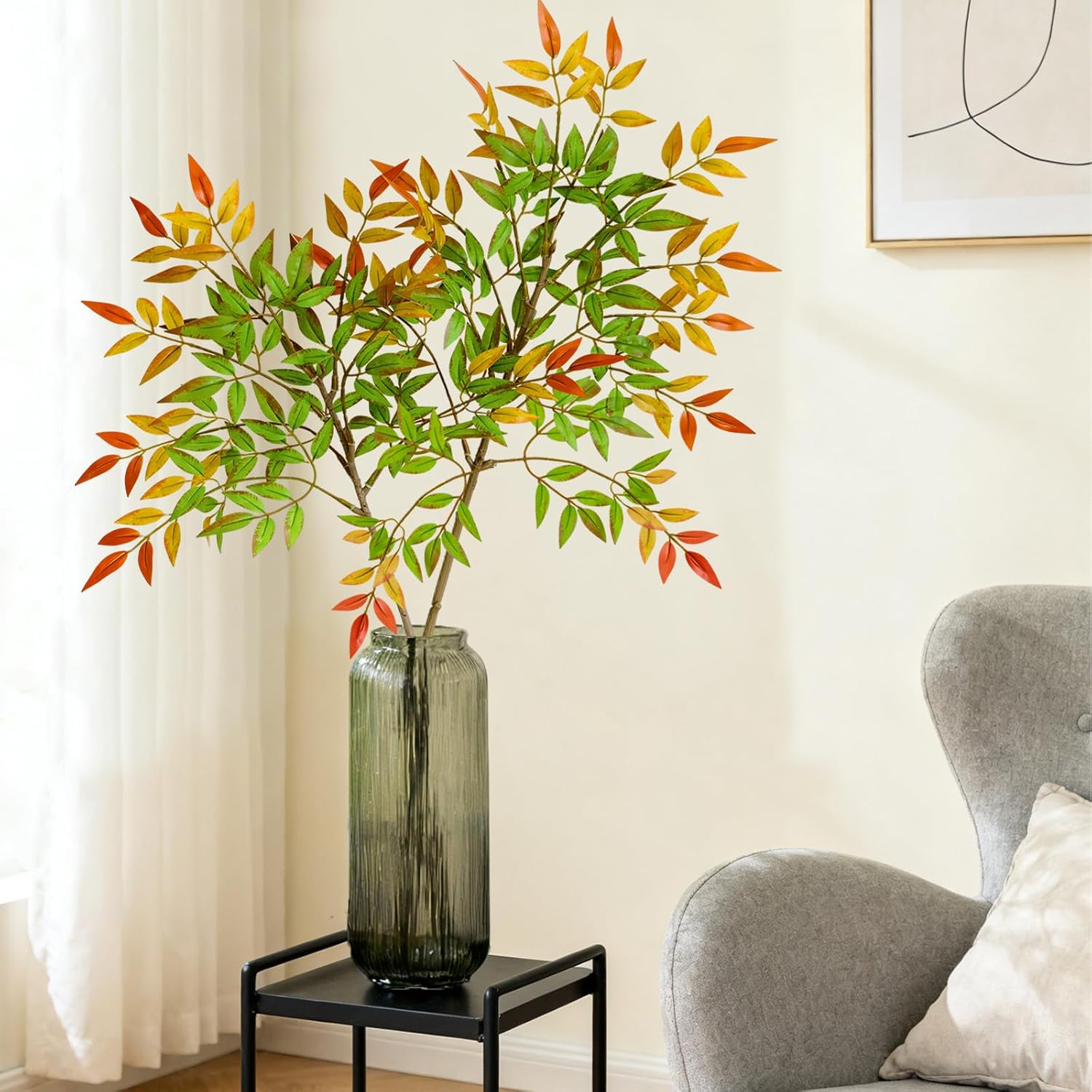 Artificial Plants Faux Branches for Vase Filler / Red Leaves / 35.4 Inch / Set of 2