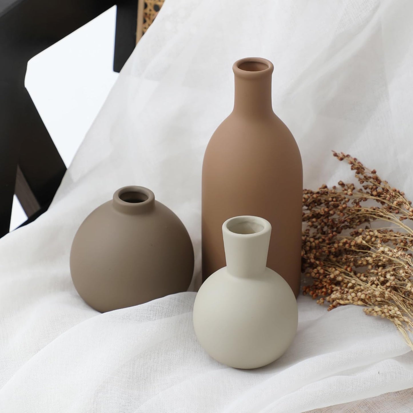 Ceramic Vase / 001-brown / Set of 3