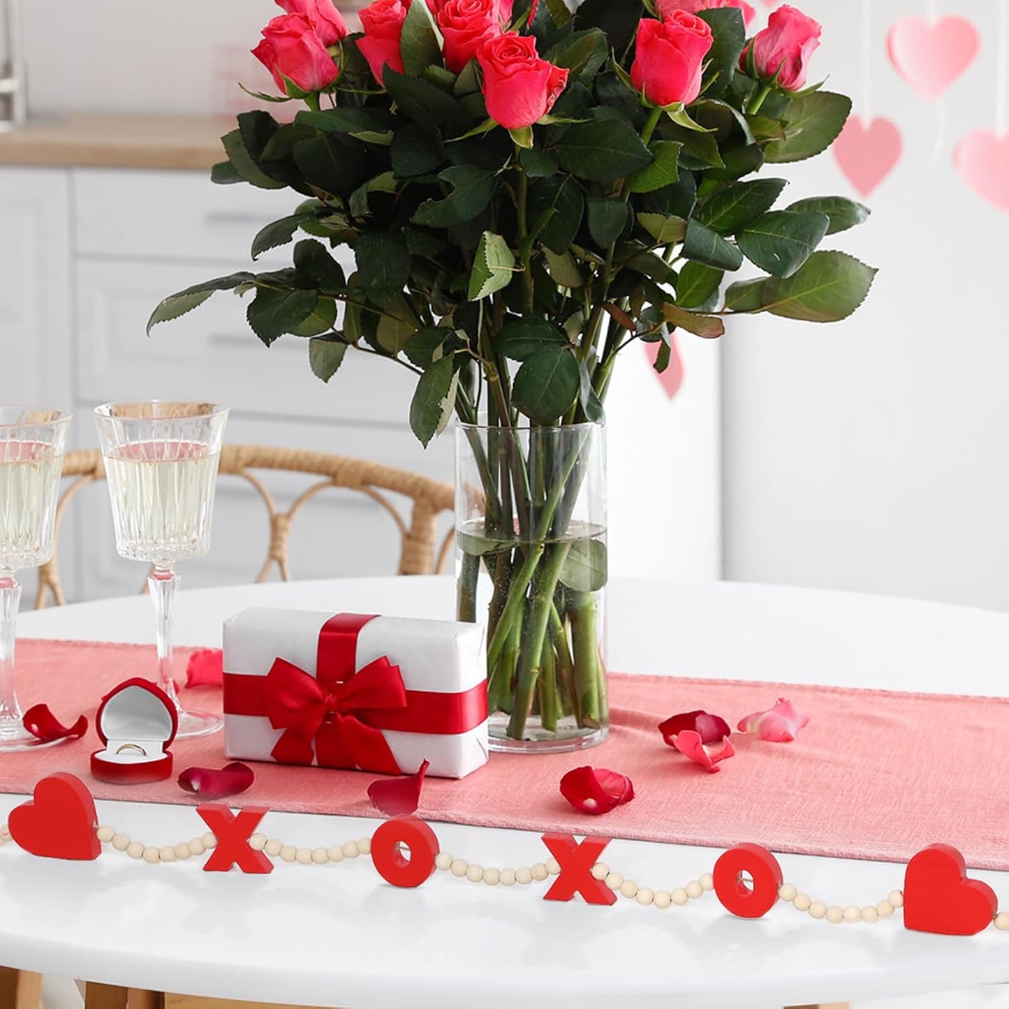 Valentine's Day Wood Bead Garland / 47.24 Inch