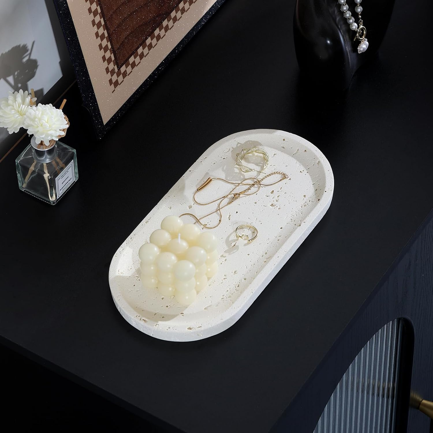 Jewelry Tray Bathtub / Off White / 10.8 x 5.4 x 0.8 / Oval