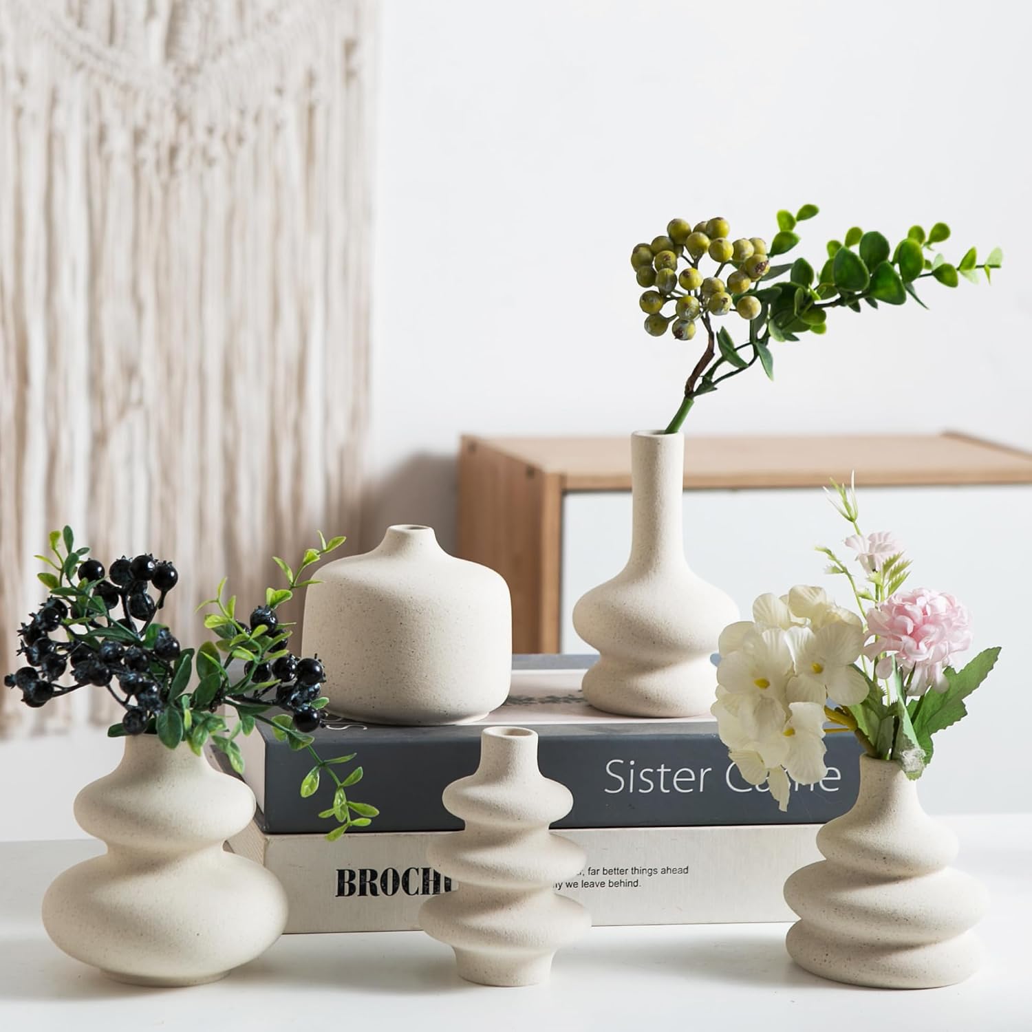 Small White Ceramic Vases / Matte White Vase / Set of 5