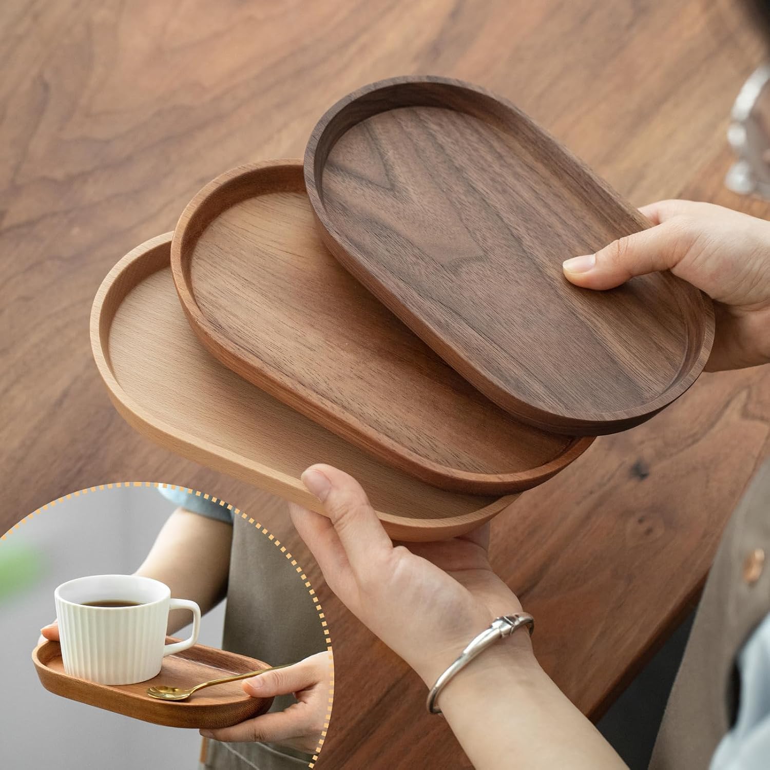 Mini Serving Trays for Parties / Walnut