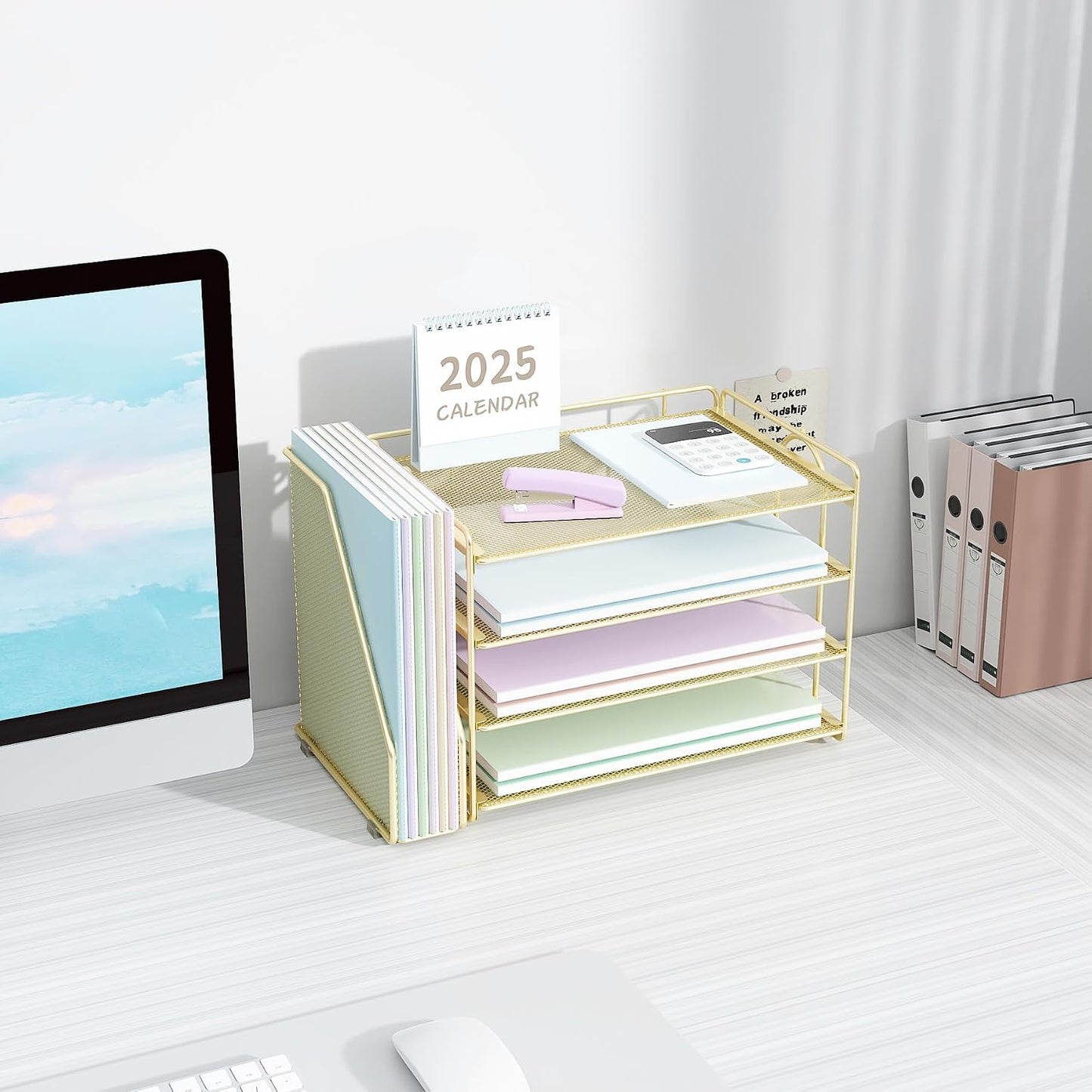 Spacrea Desk Organizers and Accessories, Paper Organizer for Desk with File organizer, Desk Accessories & Workspace