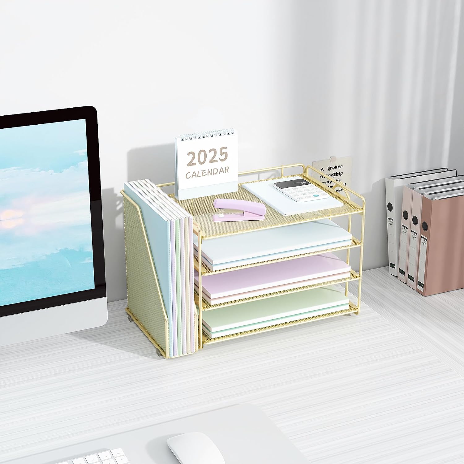 Spacrea Desk Organizers and Accessories, Paper Organizer for Desk with File organizer, Desk Accessories & Workspace