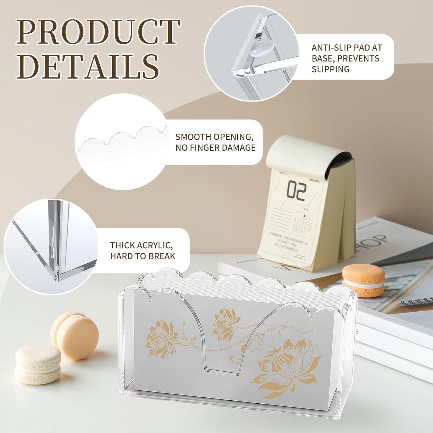 Acrylic Napkin Holder Waterproof Splash-Proof Guest Towel Holder / Vertical / Clear