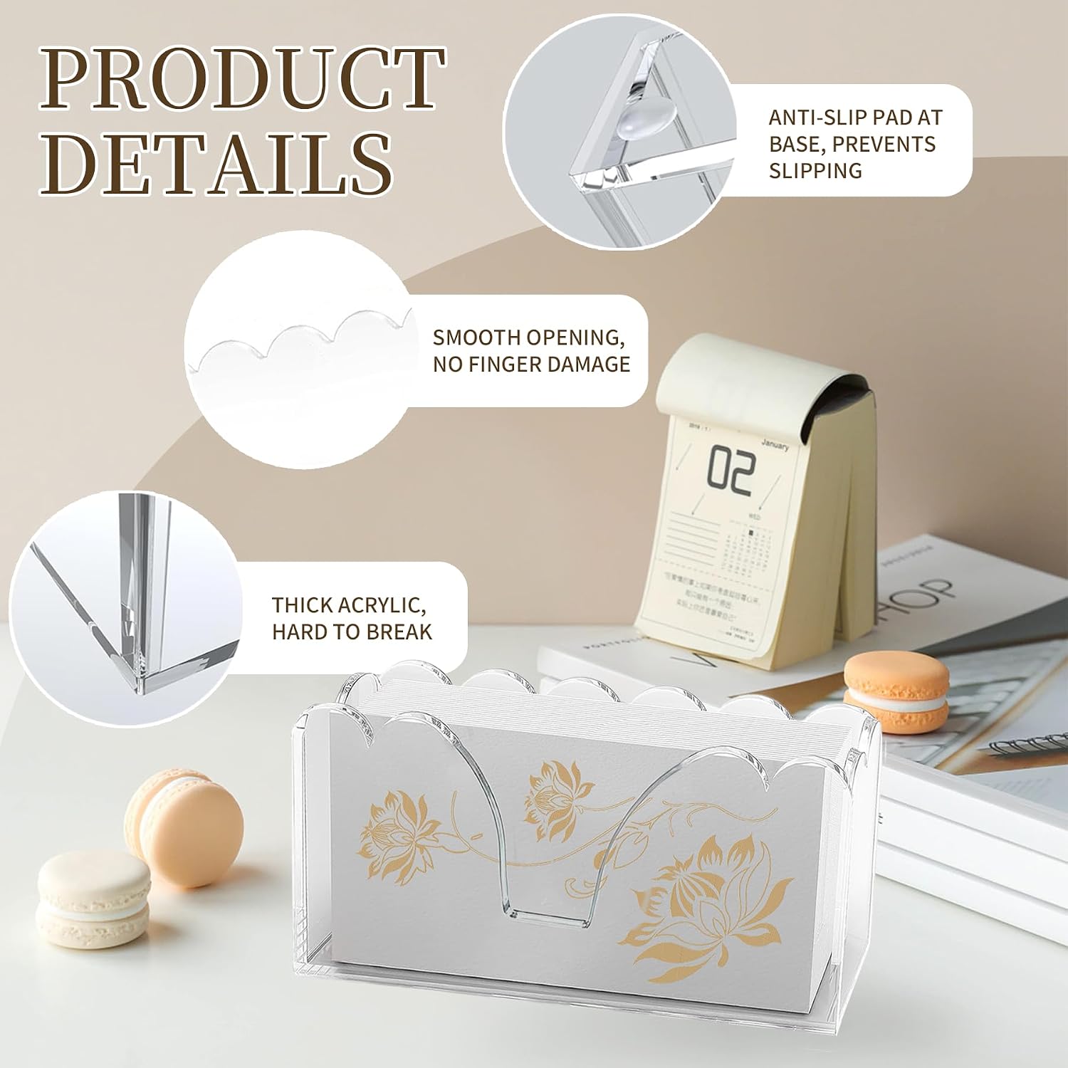 Acrylic Napkin Holder Waterproof Splash-Proof Guest Towel Holder / Vertical / Clear