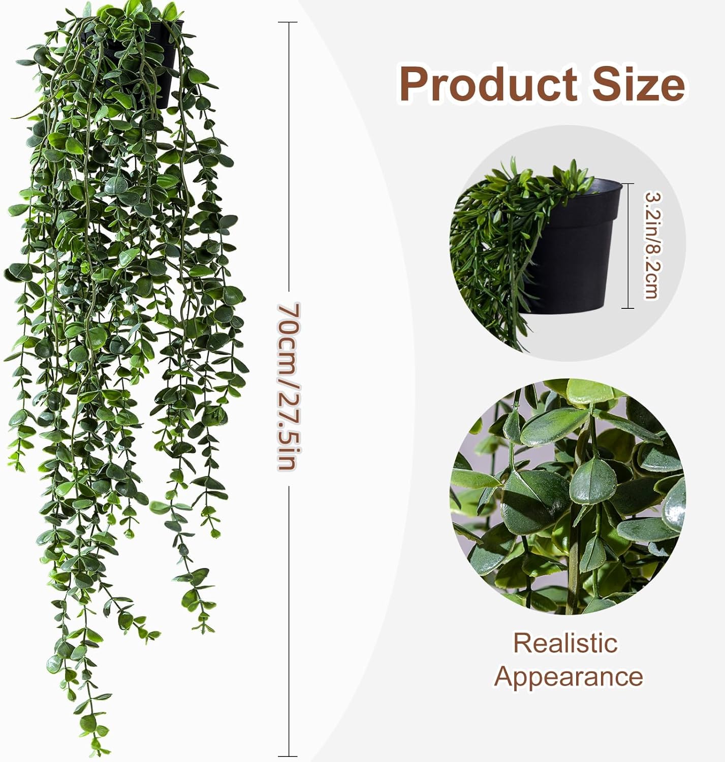 Artificial Hanging Plant Faux Plant Ivy Vine Faux Eucalyptus Vines Fake Potted / Type 7 / Set of 2