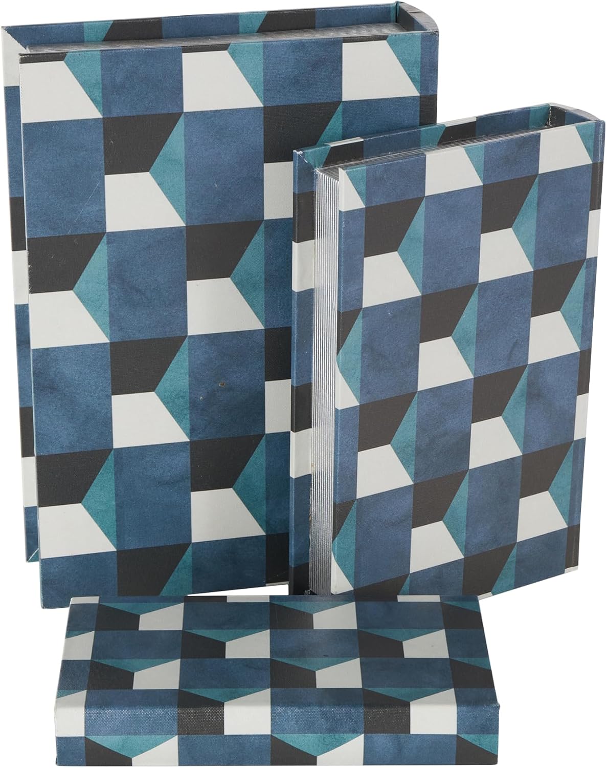 Faux Leather Decorative Box Faux Book Storage Book Shaped Boxes / Blue / 13", 11", 9"H