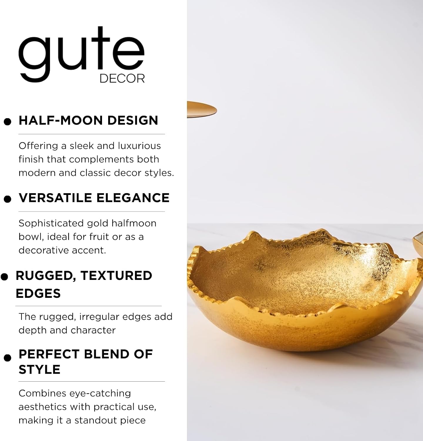 Decorative Moon Decorative Metal Torn Hammered Asymmetrical Centerpiece Bowl / Gold / 8.5 Inch