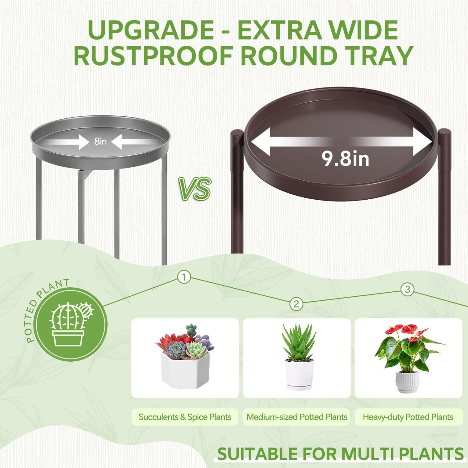 iDavosic.ly 6 Tier Large Plant Stand Indoor Outdoor, 10 Inch Tray, Bronze | Tiered Metal Corner Heavy Duty Multiple