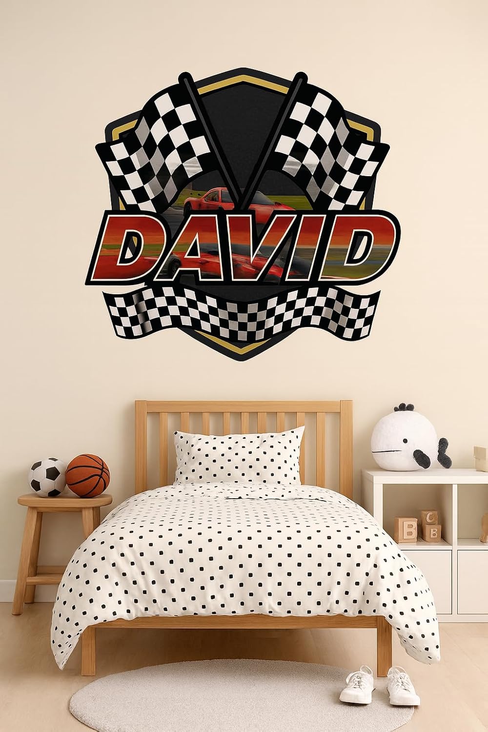 Personalized Racing Name Wall Decal for Kids Bedroom