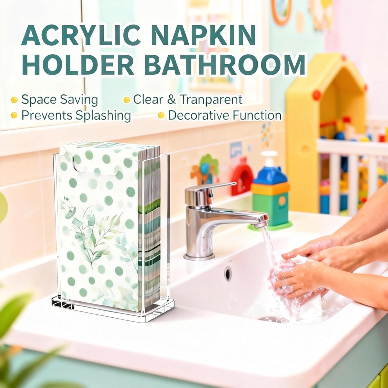 Acrylic Napkin Holder Guest Towel Dispenser 4mm Thick / Vertical / Clear