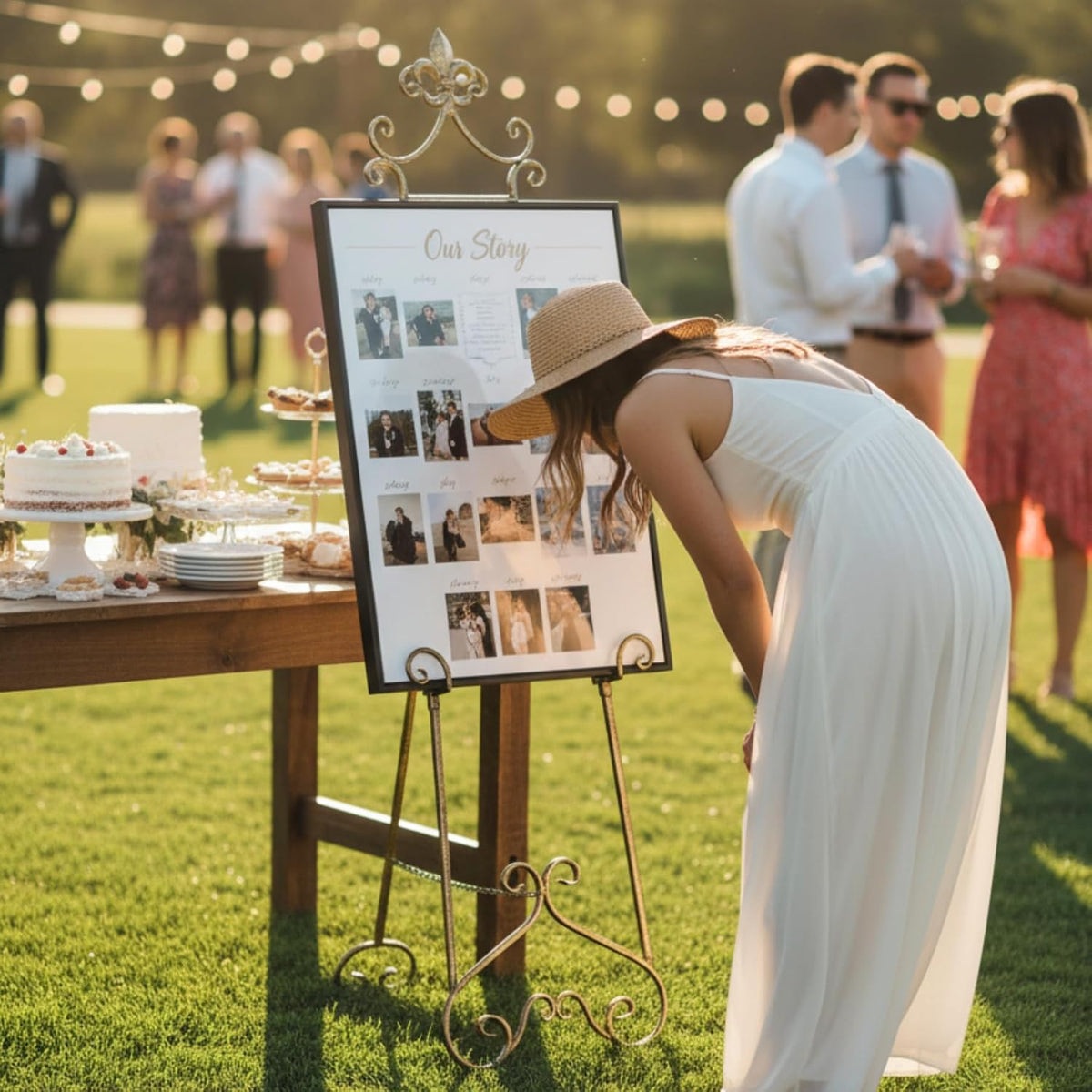 60” H Vintage Easel Stand for Sign Metal Adjustable | Large Display Standing for Displaying Pictures Wedding Poster