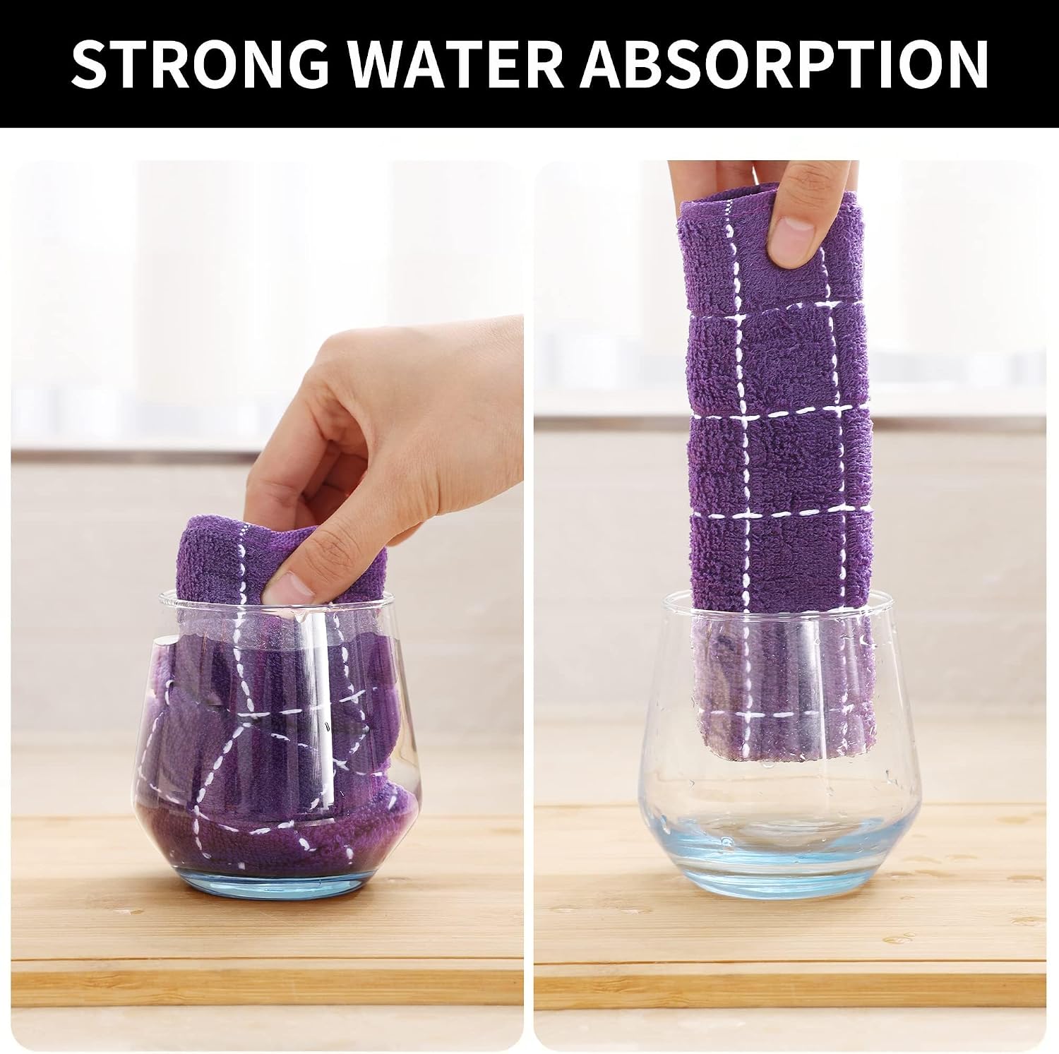 Homaxy 100% Cotton Terry Kitchen Towels, 8 Pack, Purple | Ultra Soft and Absorbent Dish Towels for Kitchen, Suitable