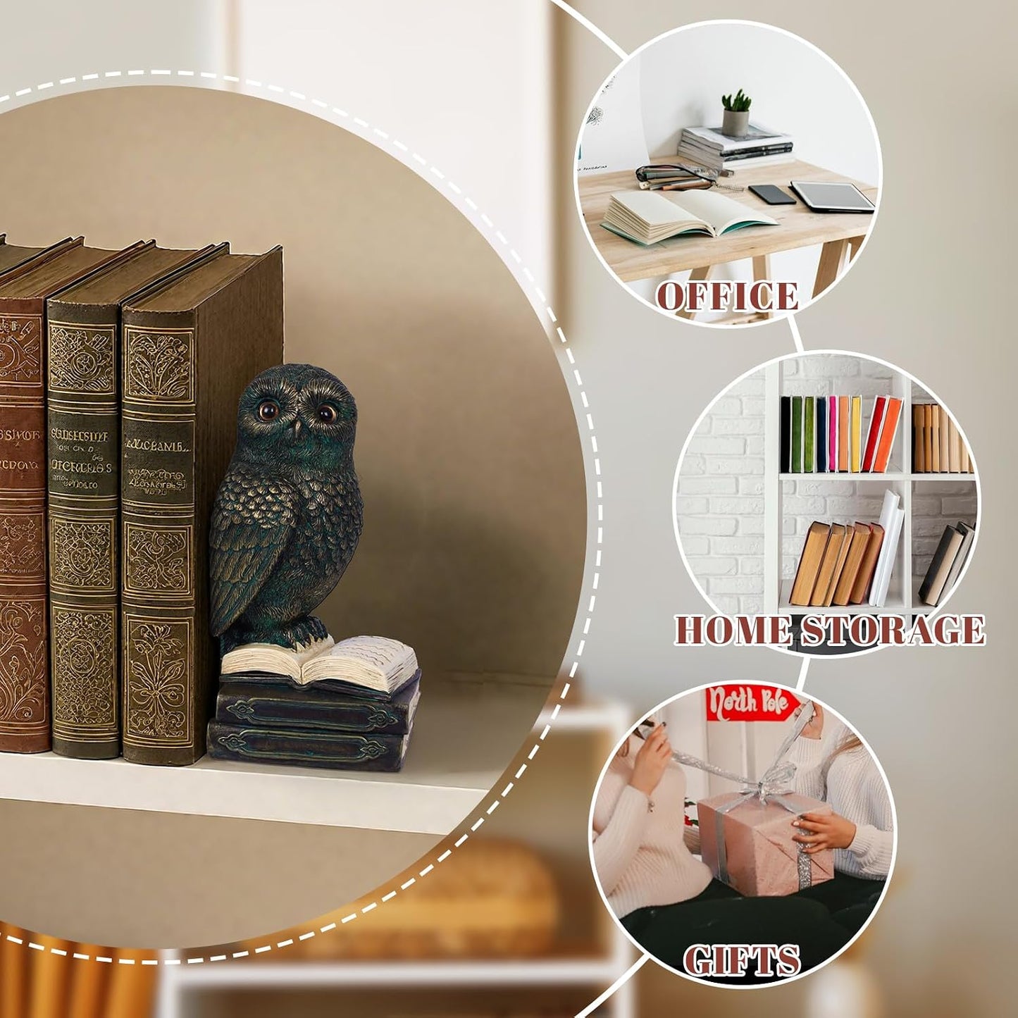 Decorative Bookends / Owl Home Decor Bookends for Heavy Books / Bronze