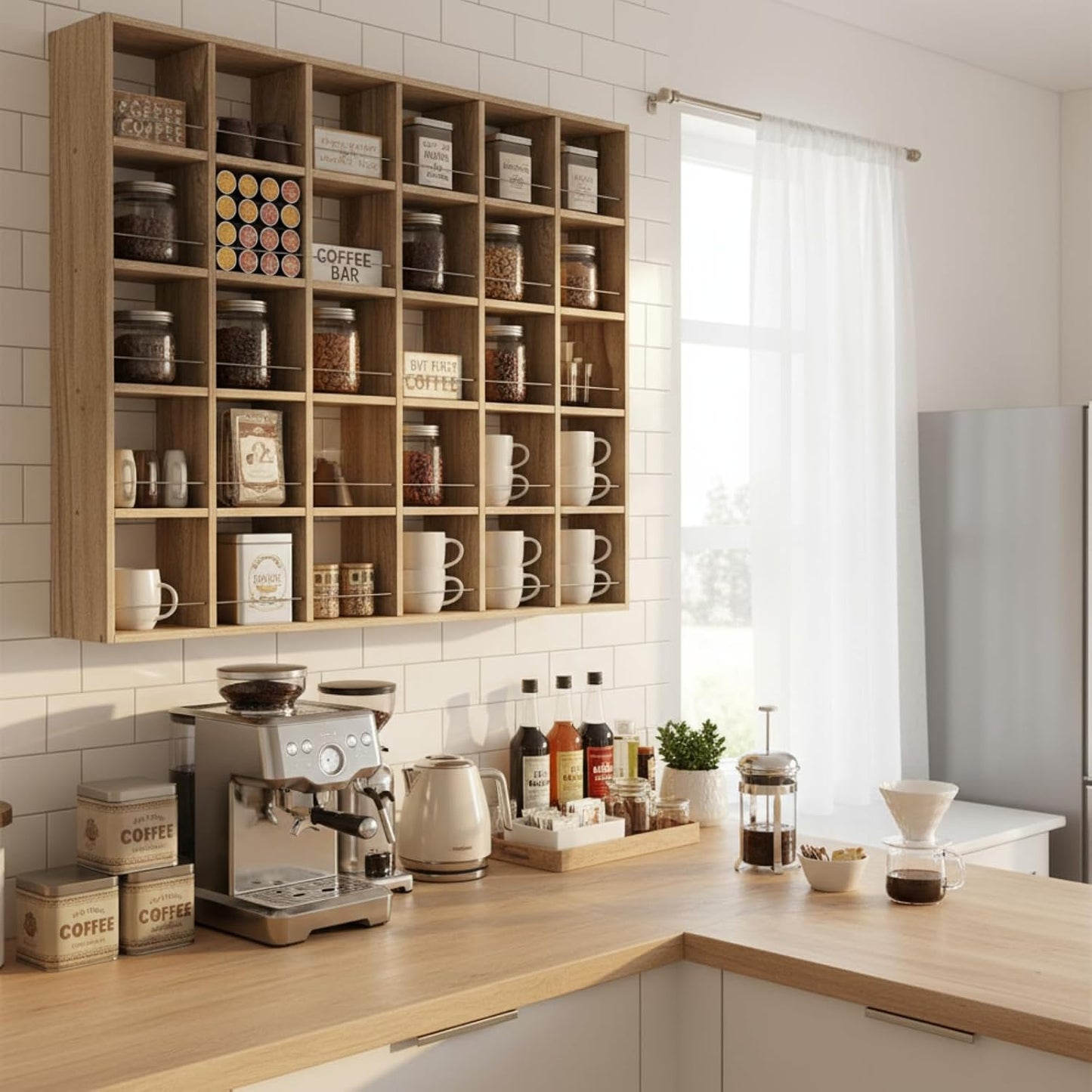 Oversize Coffee Mug Display Rack Wooden Shelves Rustic Shot Glass Display Case Travel Mug Shelf Wall Mounted Rack