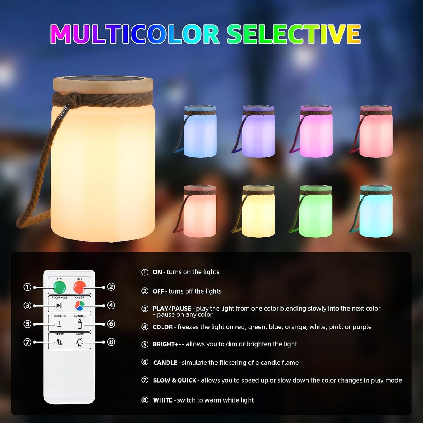 uuffoo Solar Table Lamp Lantern Waterproof Outdoor Cordless | IP44 RGB and Warm White Dimmable for Patio Camping