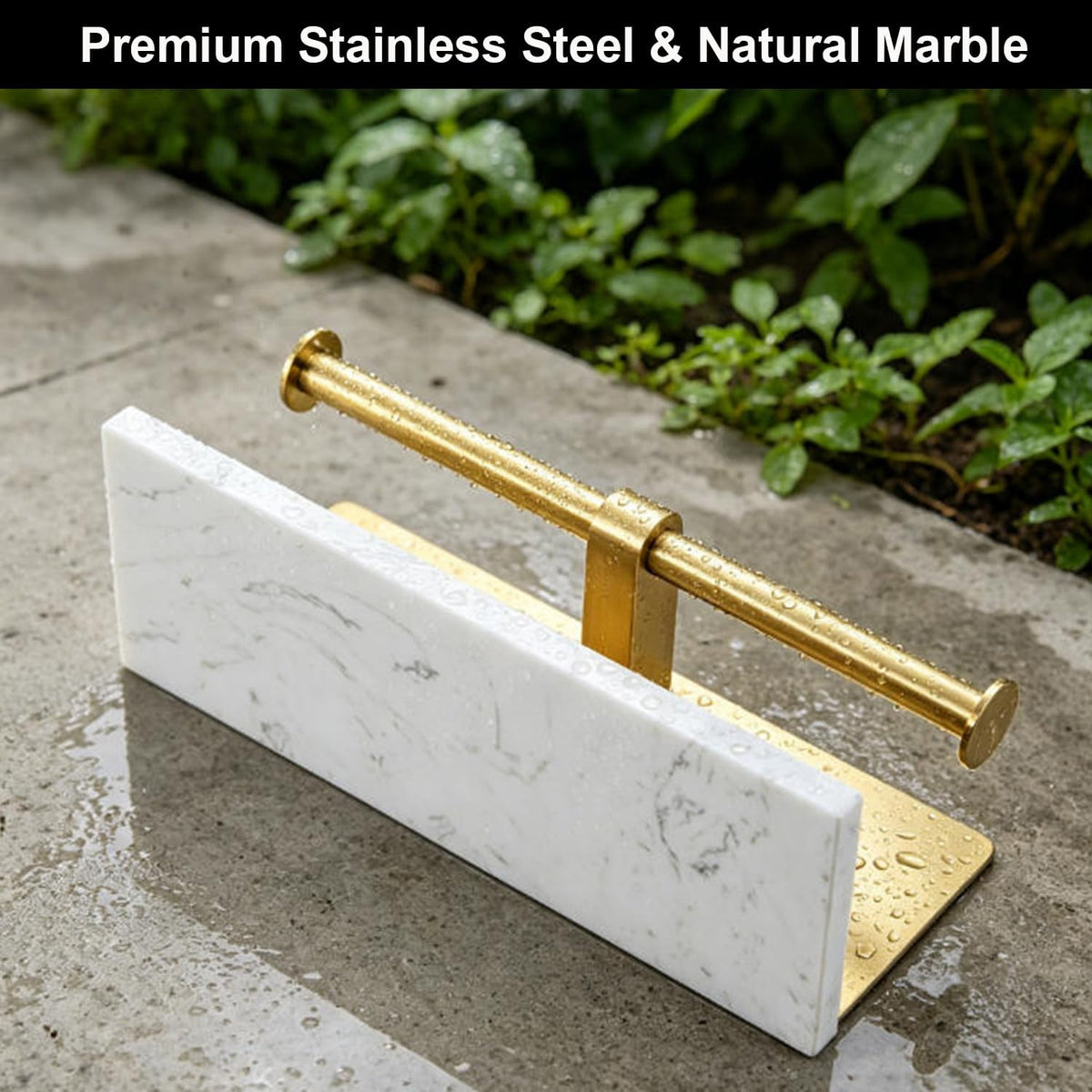 Brushed Gold Toilet Paper Holder Wall Mount, NEWRAIN Rustproof Commercial Double Toilet Tissue Holder with Marble Phone