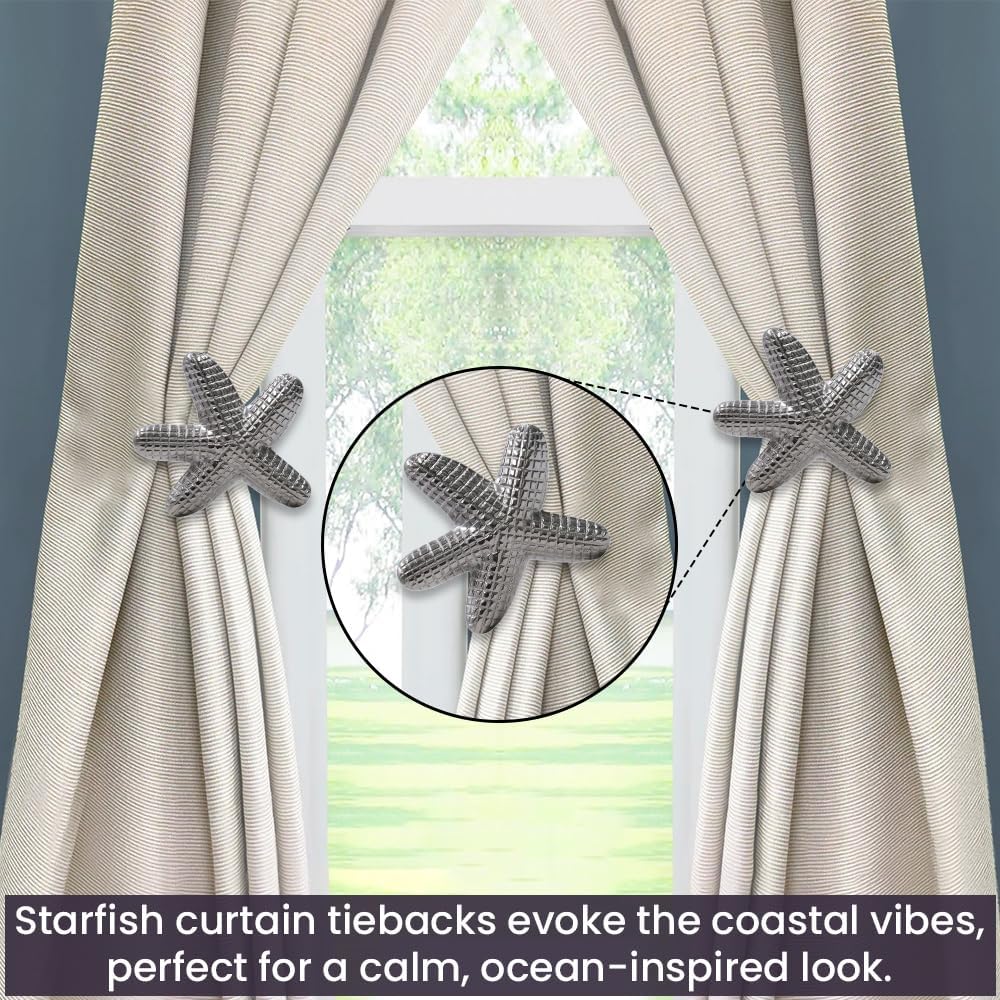 The Metal Magician Metal Nautical Starfish Curtain Holdback & Curtain Holder for Home, Bedroom & Office (Starfish