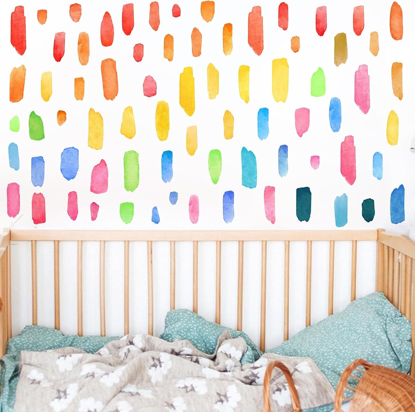 Line Wall Stickers Watercolor Wall Decals Peel and Stick Multi Color Abstract Stripes / Colorful
