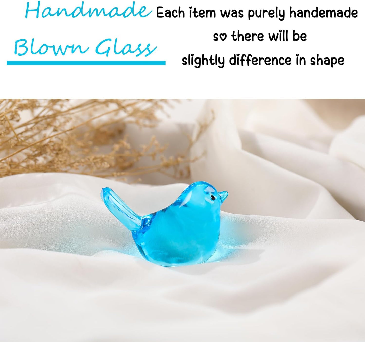Art Glass Birds Collectible Figurines for Desk / Blue