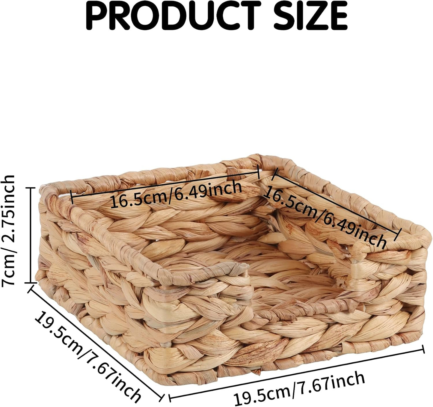 Napkin Holder / Water Hyacinth Napkin Dispenser / Natural / 7.08"L x 7.08"W x 2.75"H