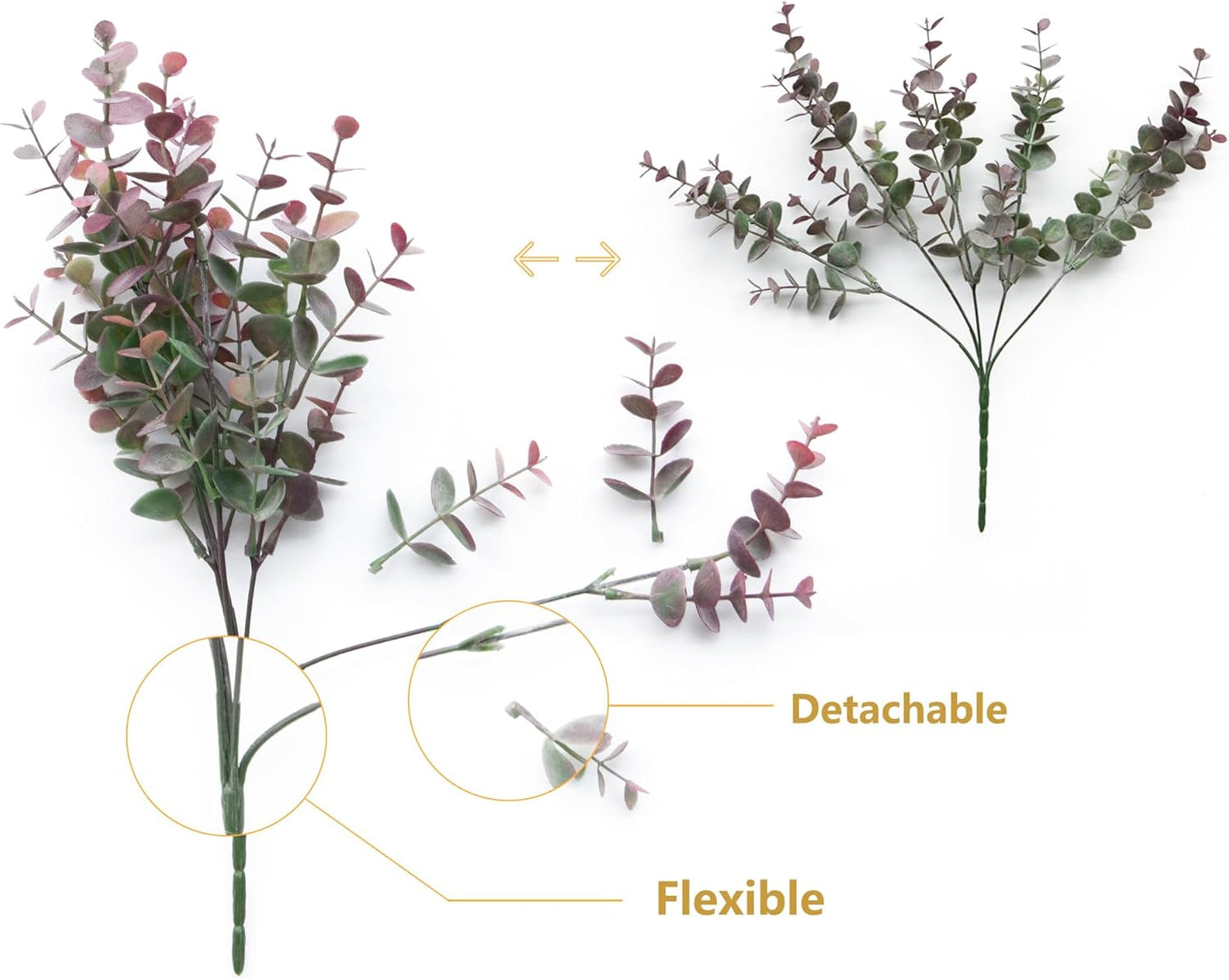 Faux Greenery Fake Dust Frosted Eucalyptus Branches Leaves / Dusty Mauve