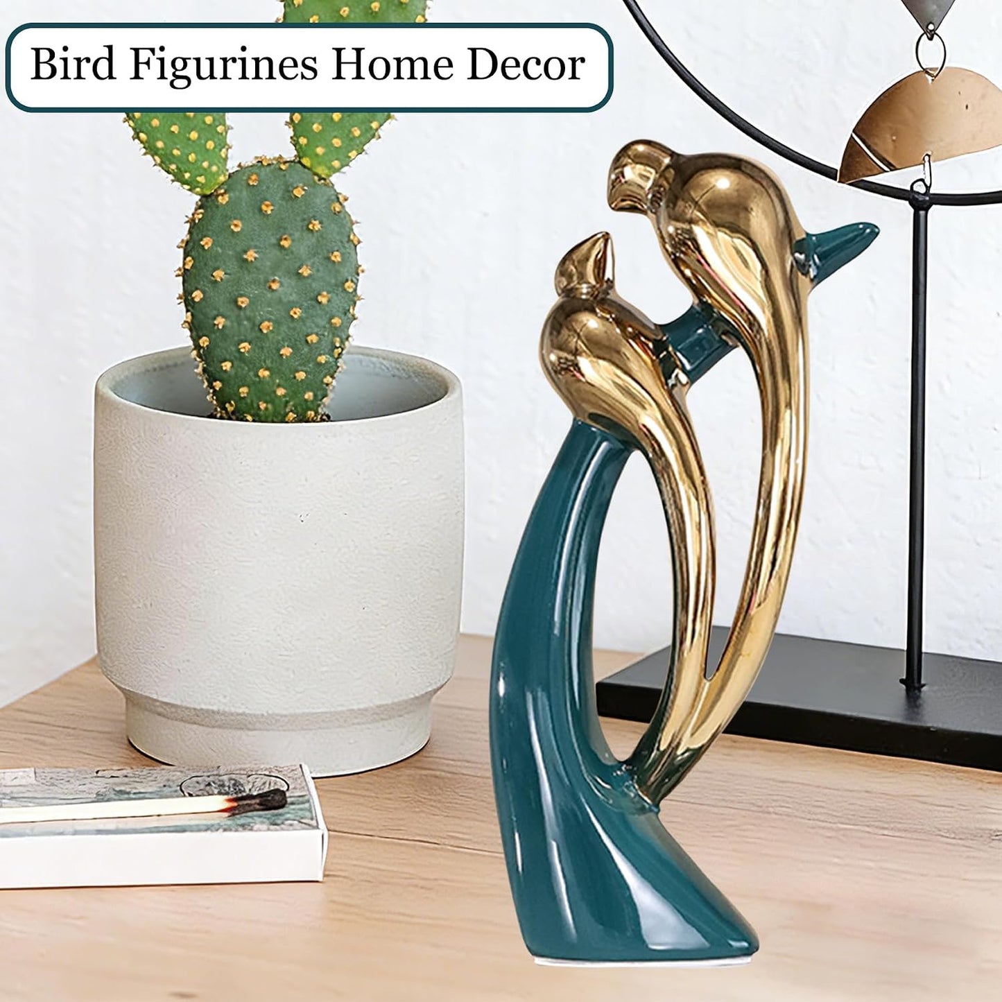 Modern Abstract Art Ceramic Statue Birds Statues Ceramic Birds Figurines Home / Lovebirds / Gold