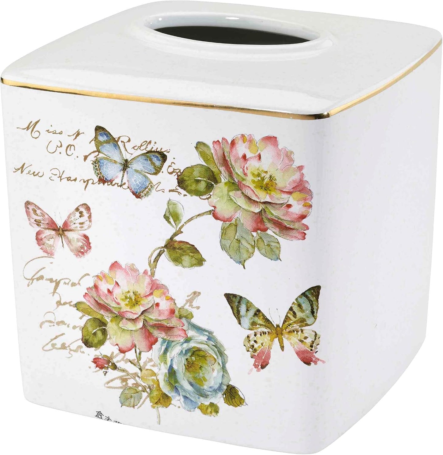 Floral Home Decor / Tissue Box Cover / White