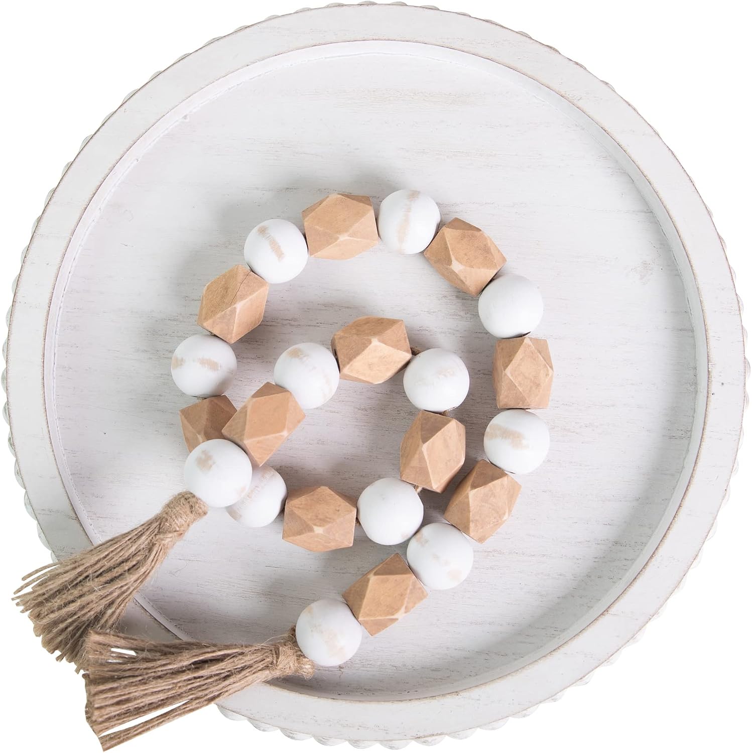 HPC Decor Round Wood Tray / 12inch Round White / 12 Inch