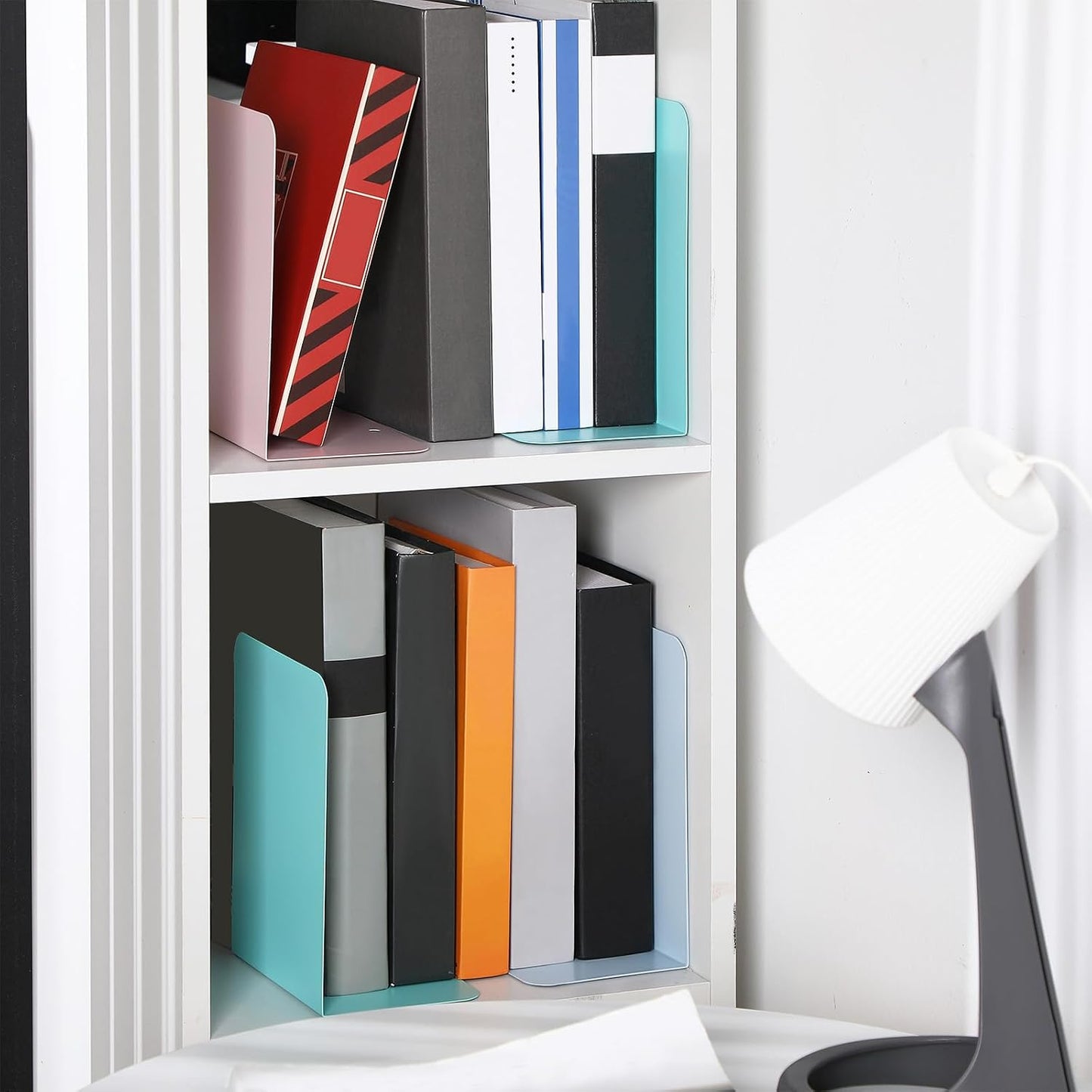 6 Pairs Metal Bookends Book Stopper / Macaron Colors