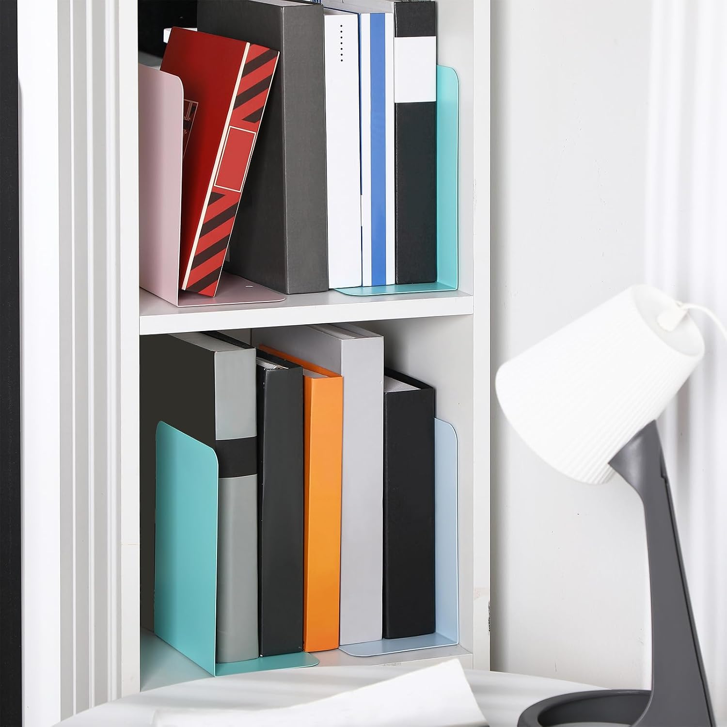 6 Pairs Metal Bookends Book Stopper / Macaron Colors