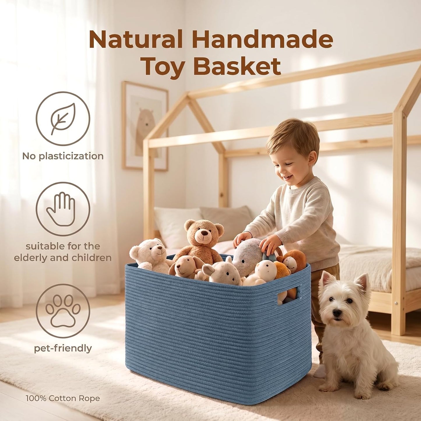 Woven Storage Basket / Blue / 22 x 17 x 12