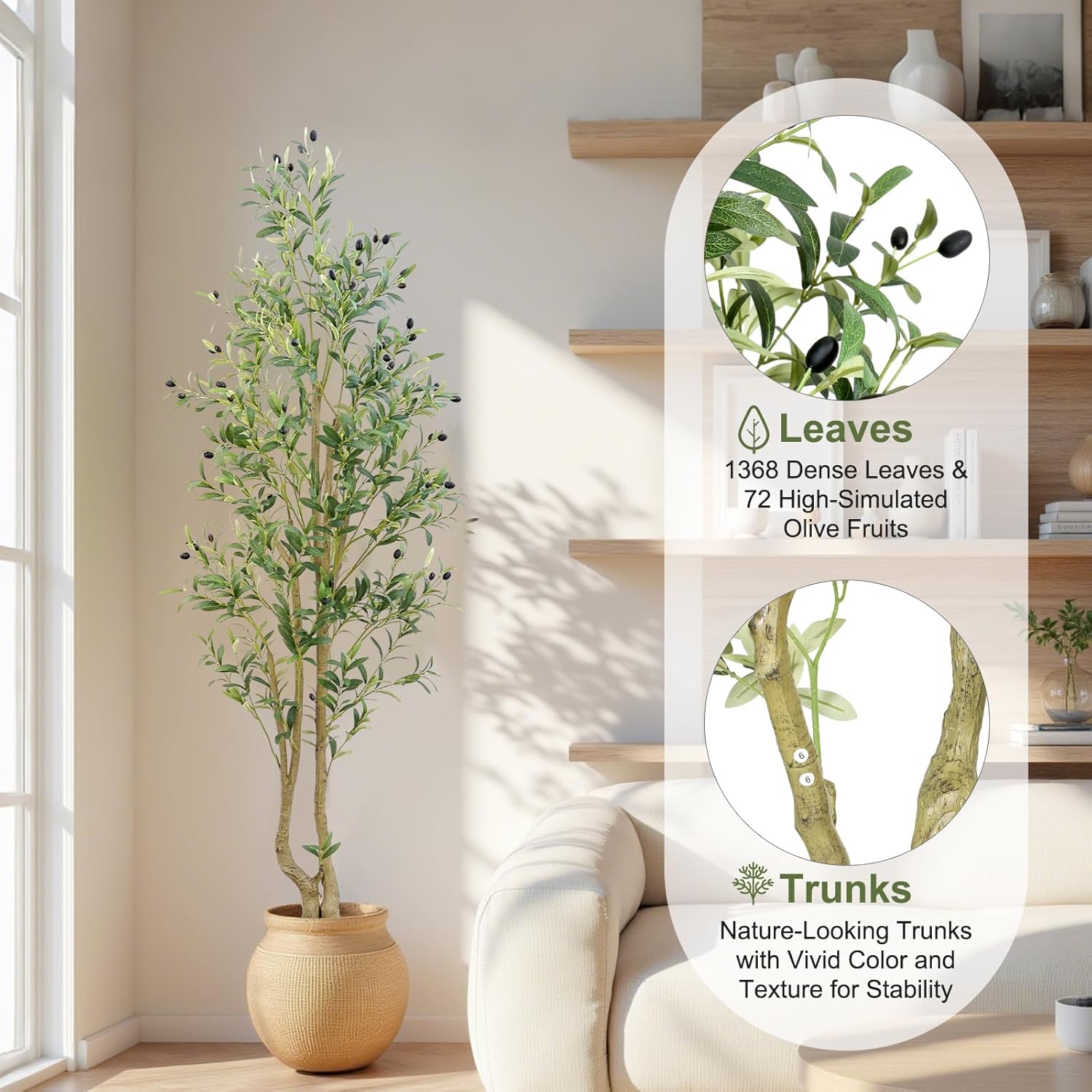Faux Olive Tree / Olive Tree 6ft / White / 6 Inch