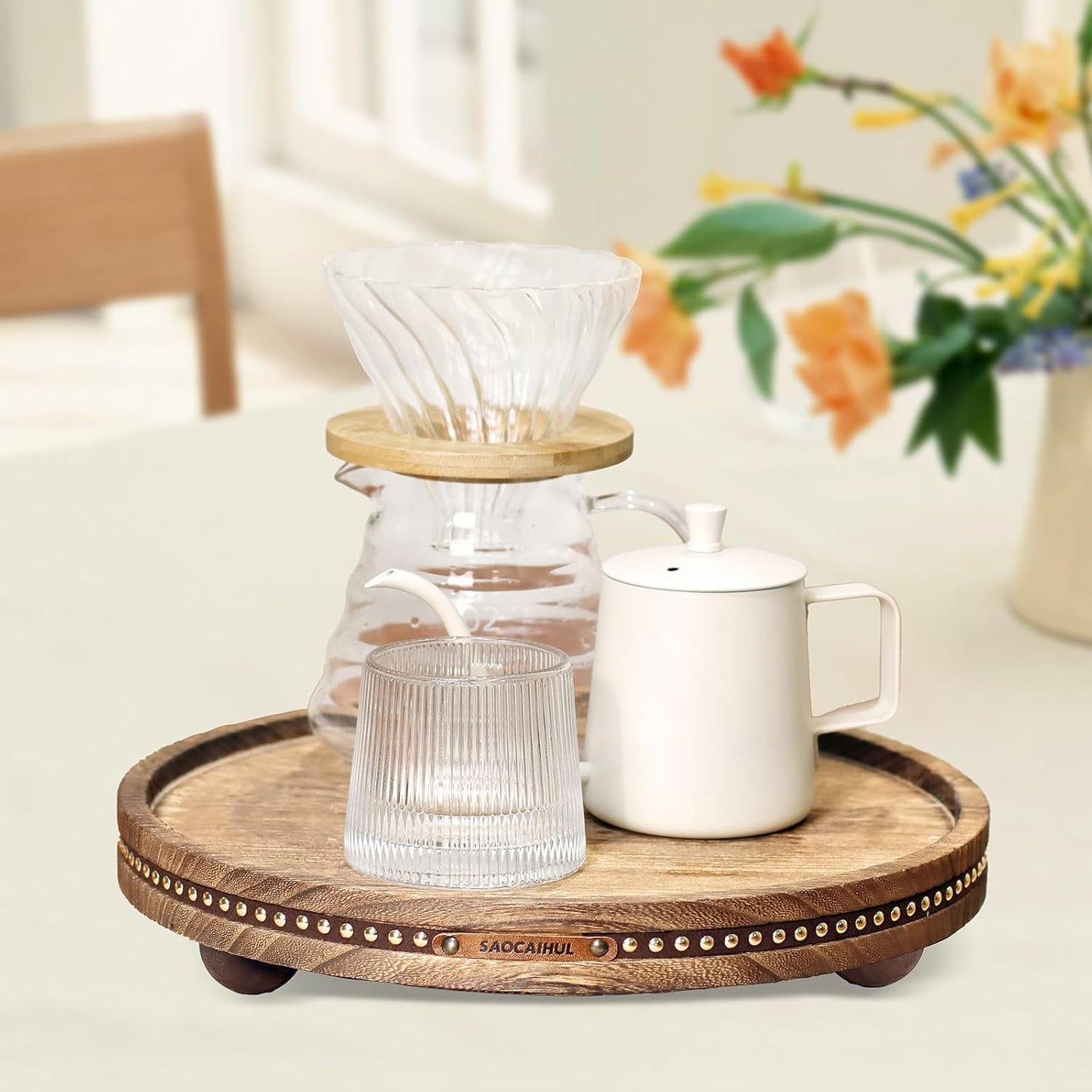 Decor Decorative Round Tray / Rustic / 11.81 Inch